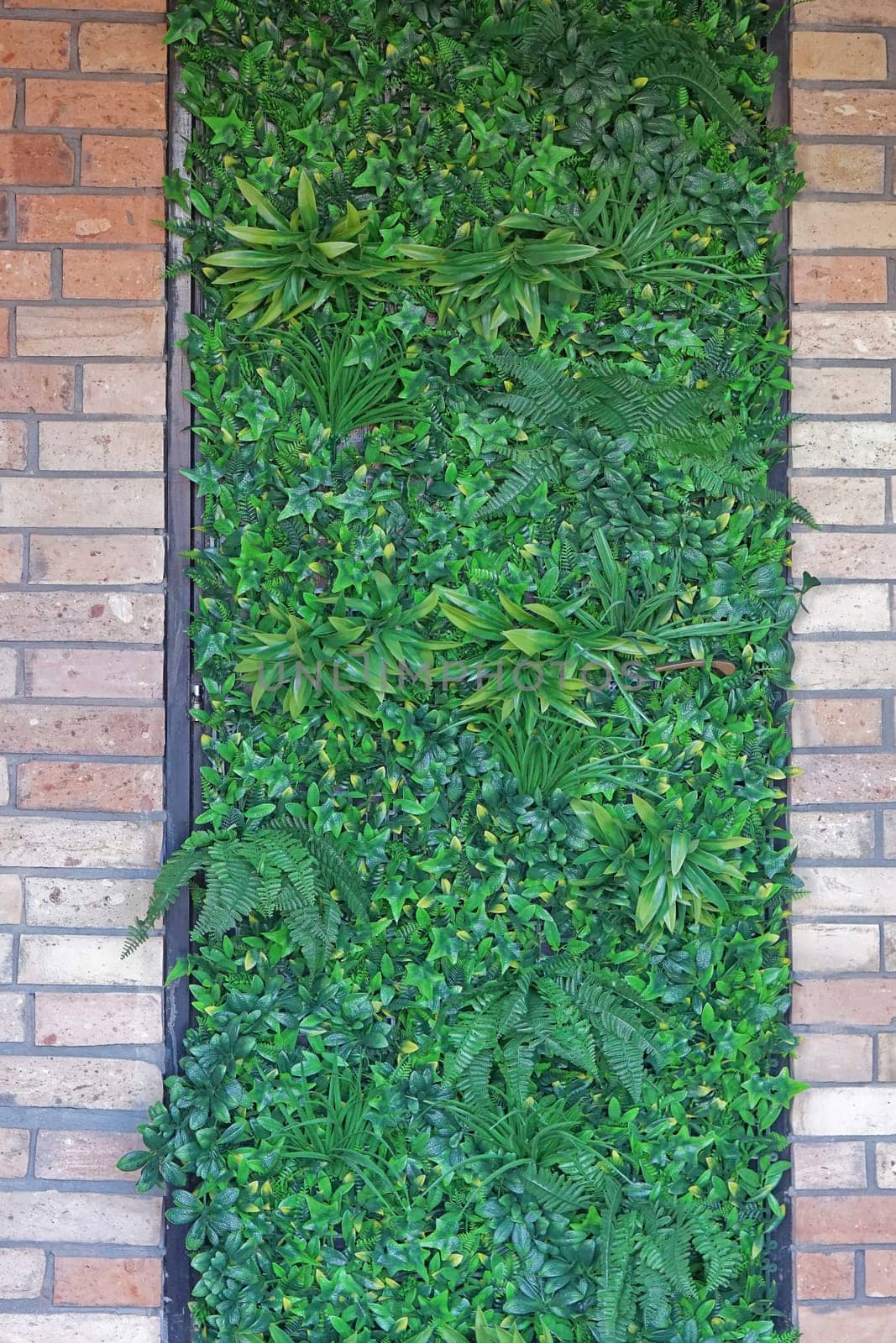 Vertical green garden artificial plants, foliage