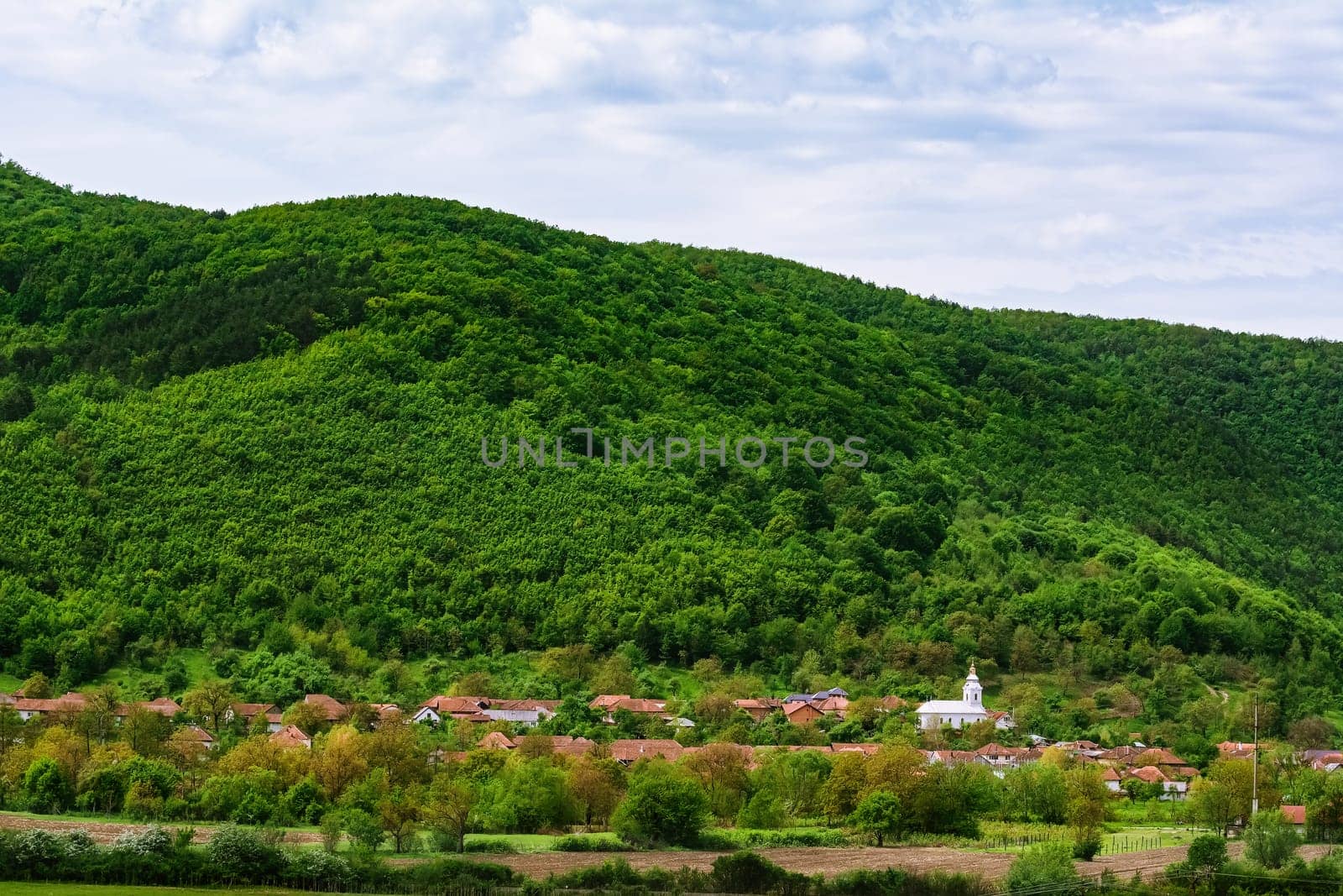 Small settlement in Romania at the foothills
