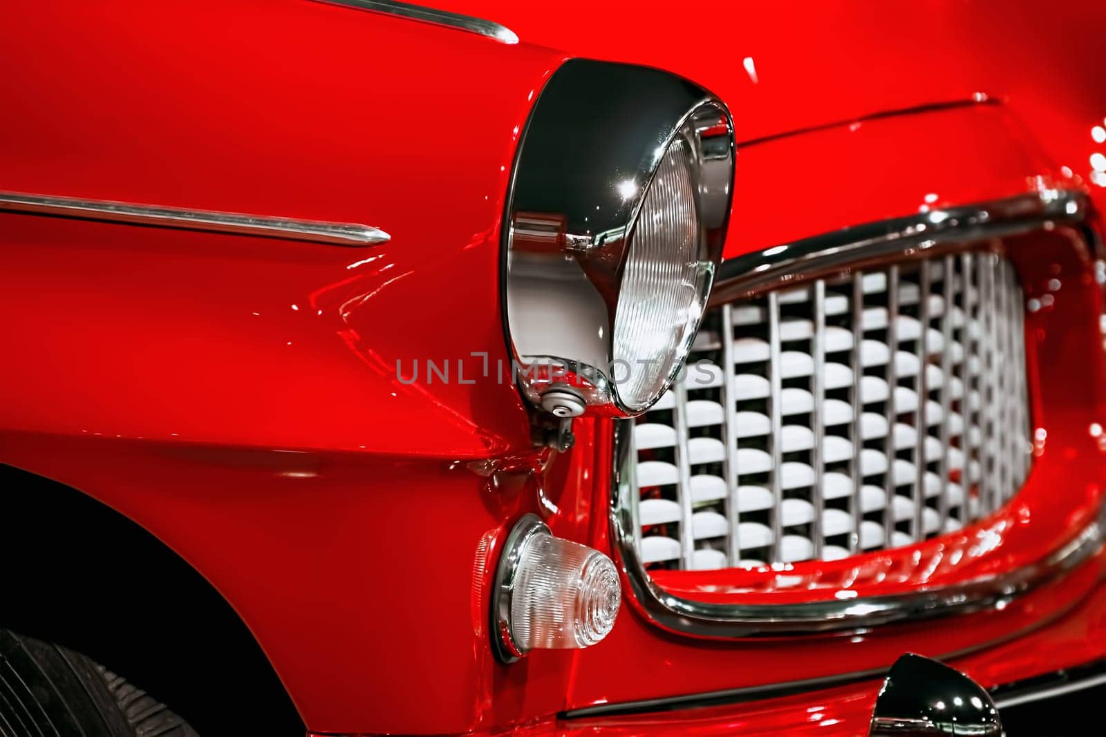 Fragment of of an old Red Retro Car