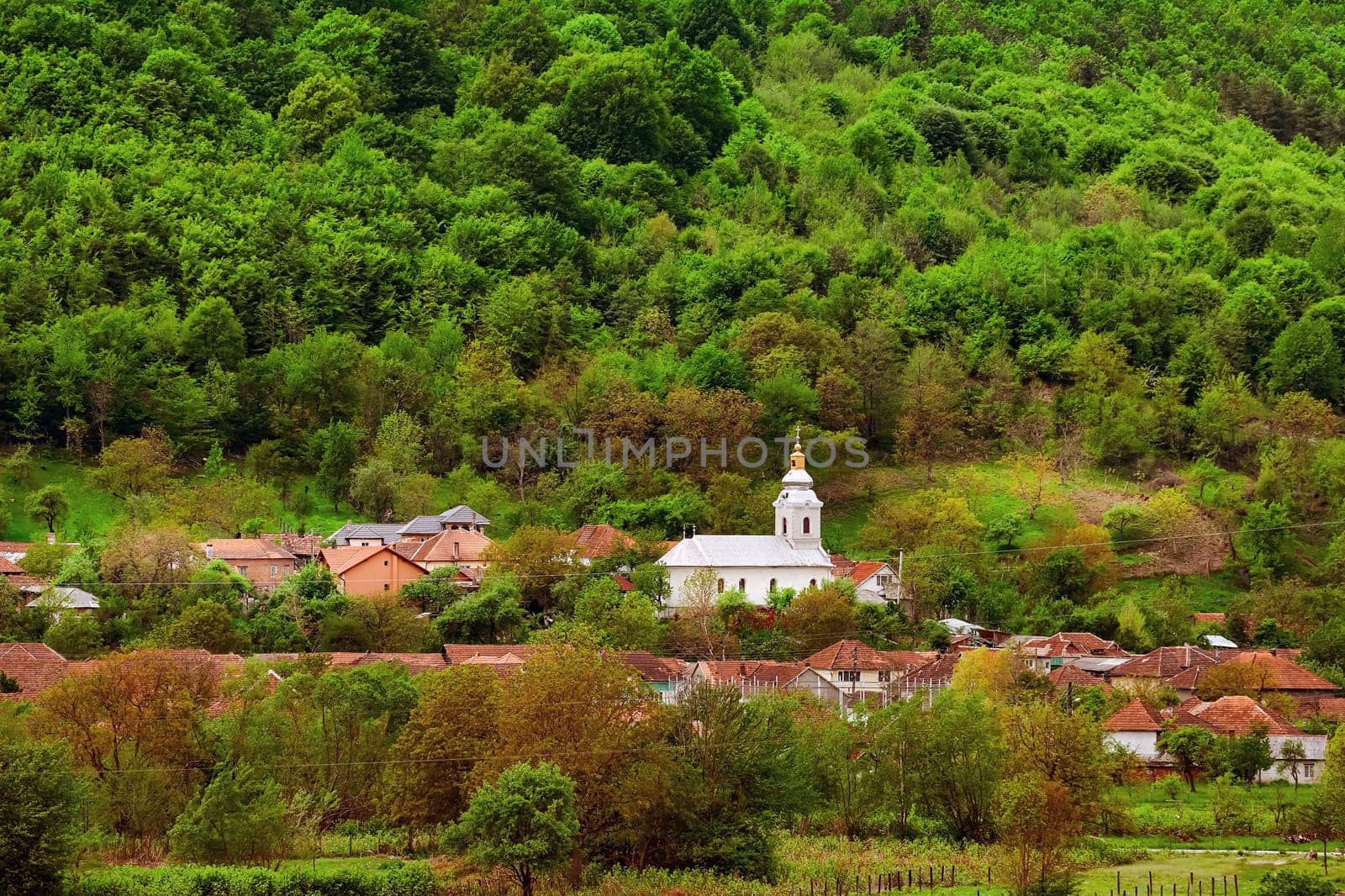 Small settlement in Romania at the foothills