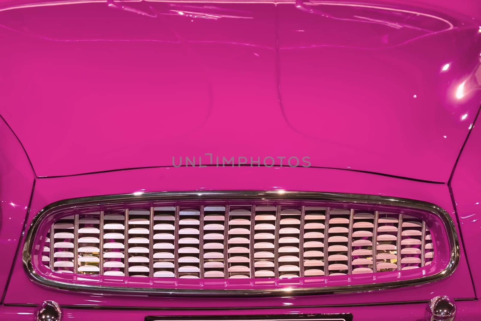 Fragment of the Front Part of Retro Car