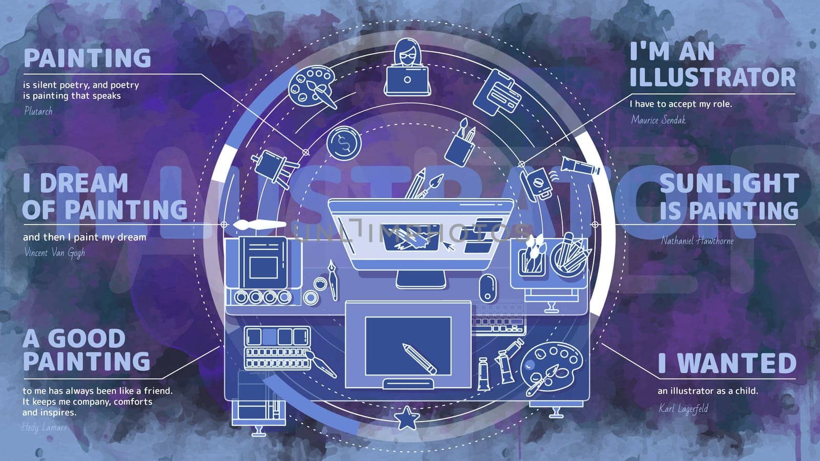 Beautiful, complex and modern illustration is perfect as the basis for your commercials. There are text blocks on the topic.