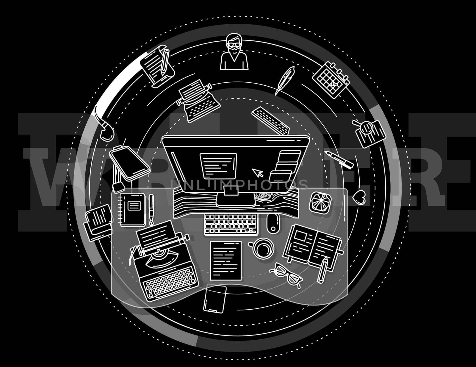 Promo for writers and copywriters is a modern, stylish illustration. Use it to create promotional about your services and skills.