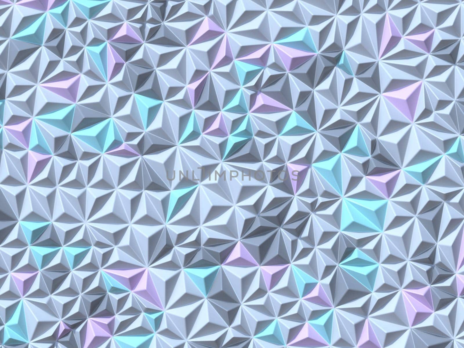 Abstract geometric four pastel color Triangulated background 3D render illustration