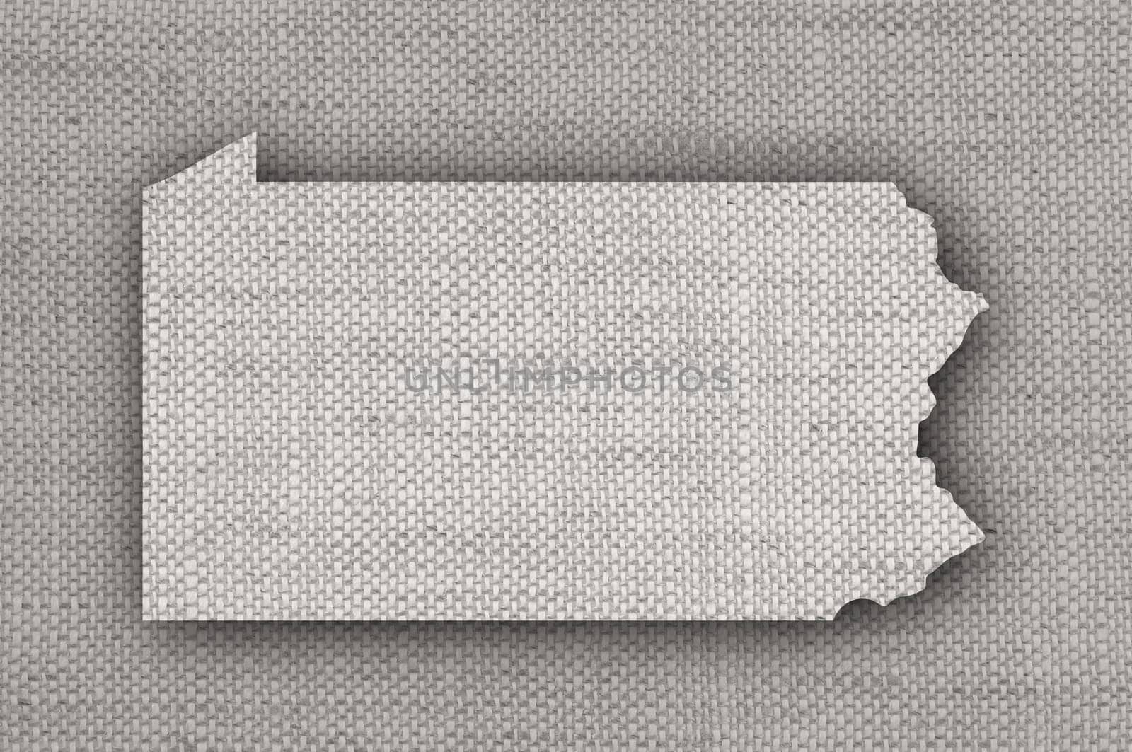 Map of Pennsylvania on old linen