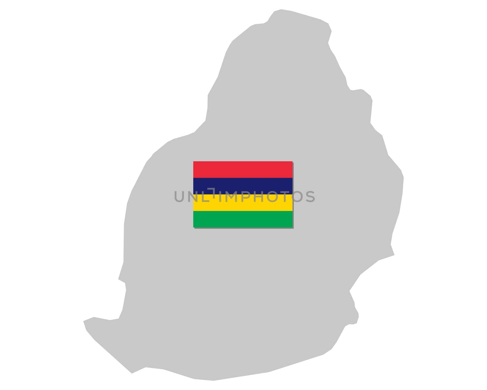 Fahne und Landkarte von Mauritius