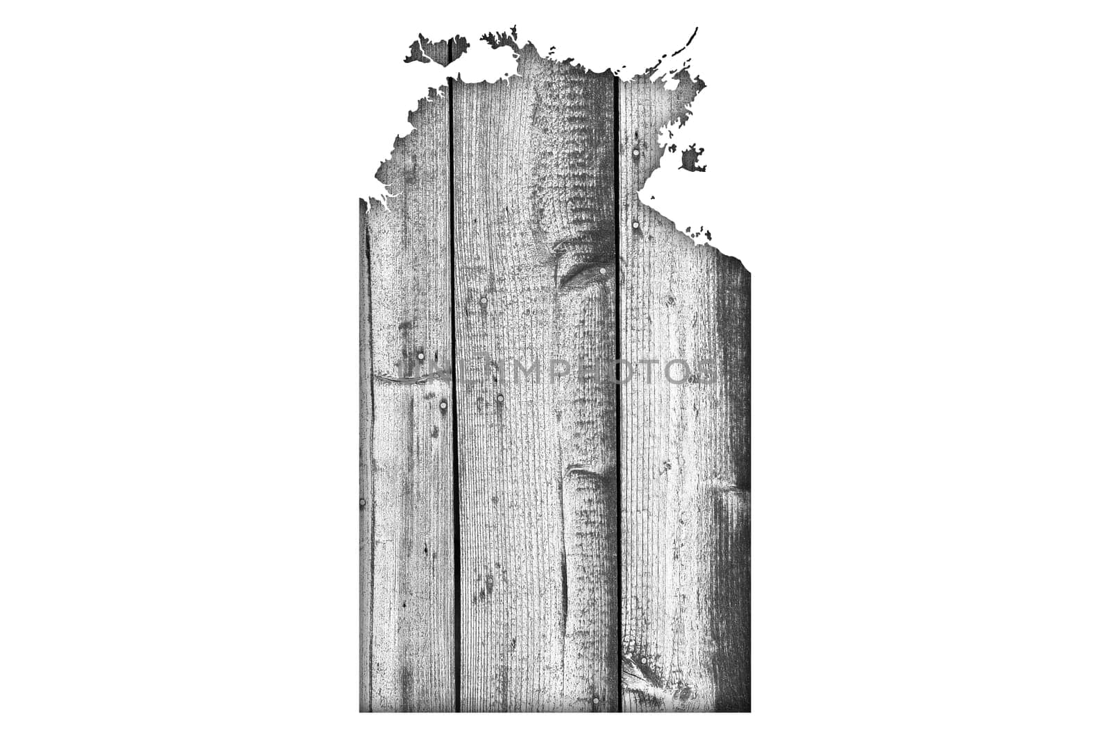 Map of Northern Territory on weathered wood