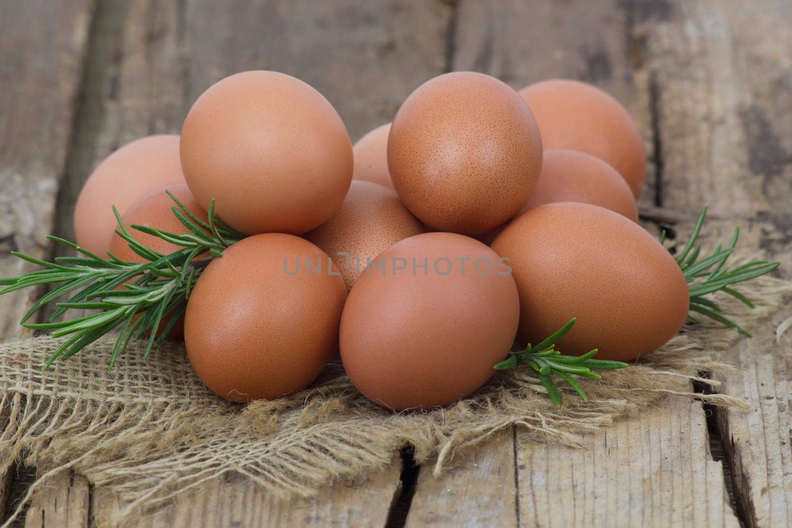 eggs on old wooden background