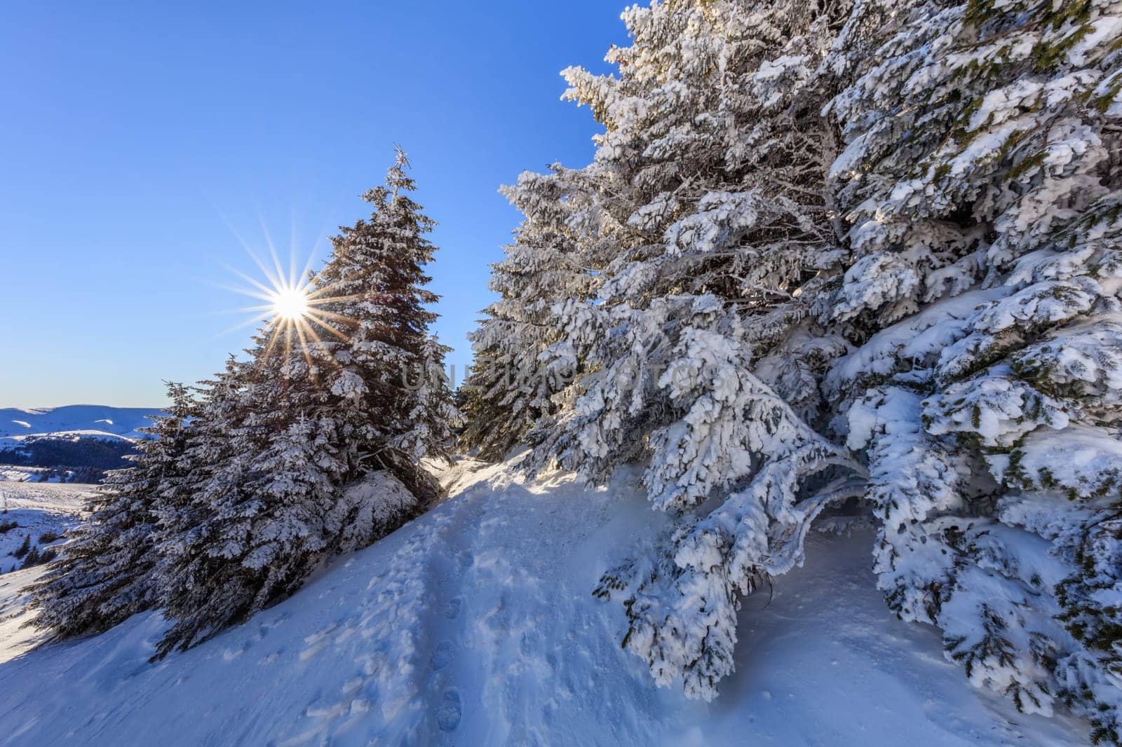 mountain landscape in winter, Ciucas Mountains, Romania