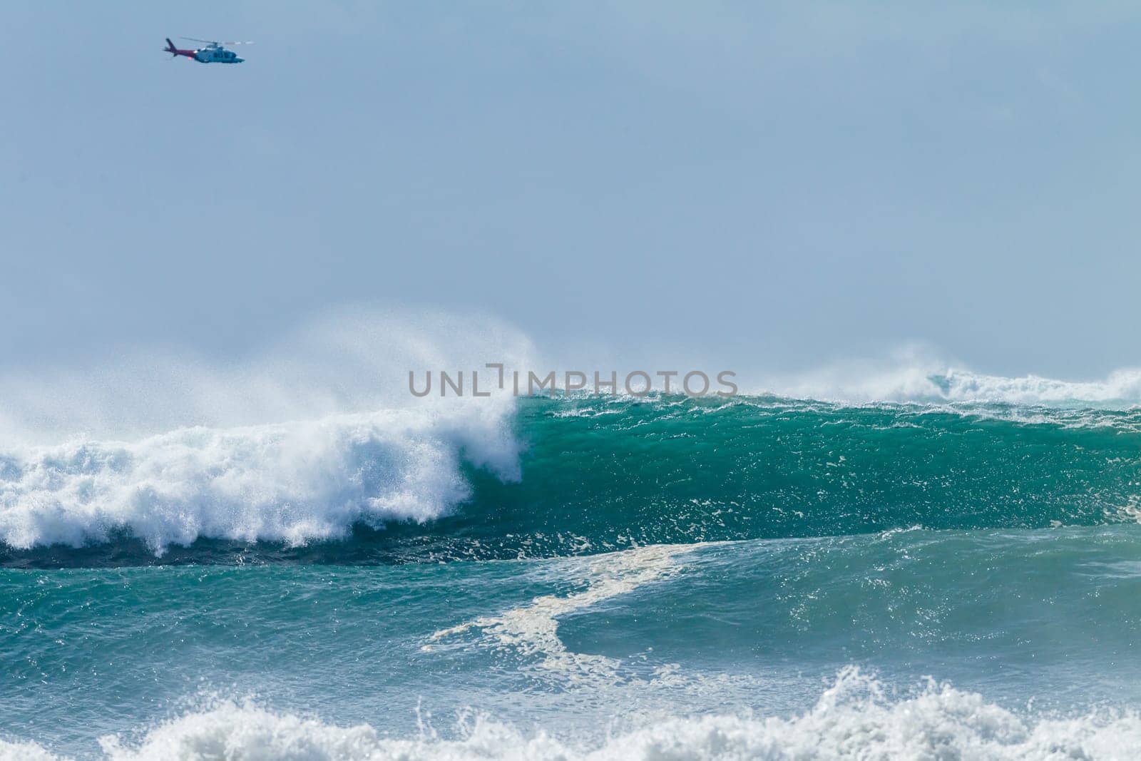 Ocean Wave crashing breaking swells cresting  closeup hollow scenic sea power energy of nature