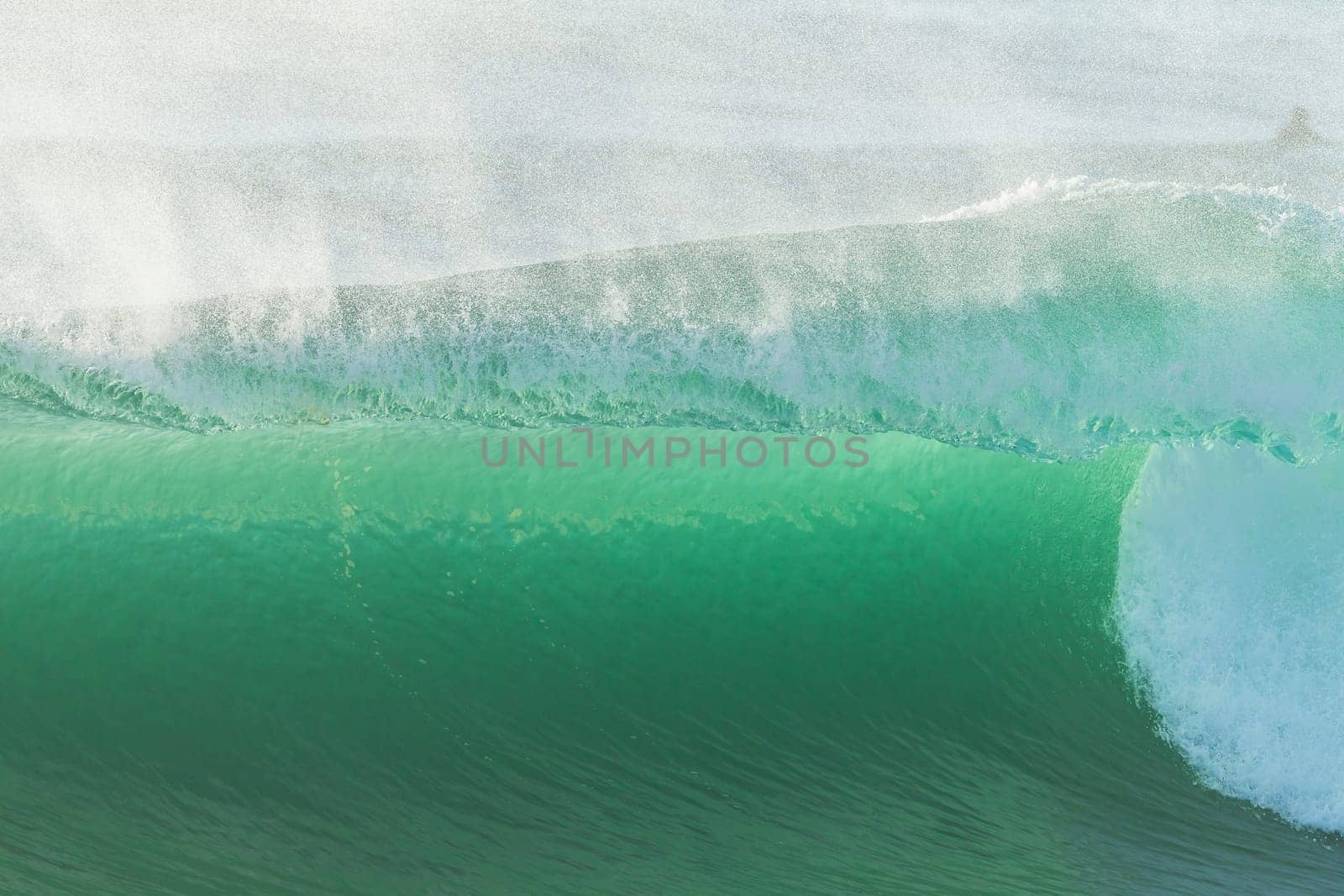Ocean Wave crashing breaking swells cresting  closeup hollow scenic sea power energy of nature