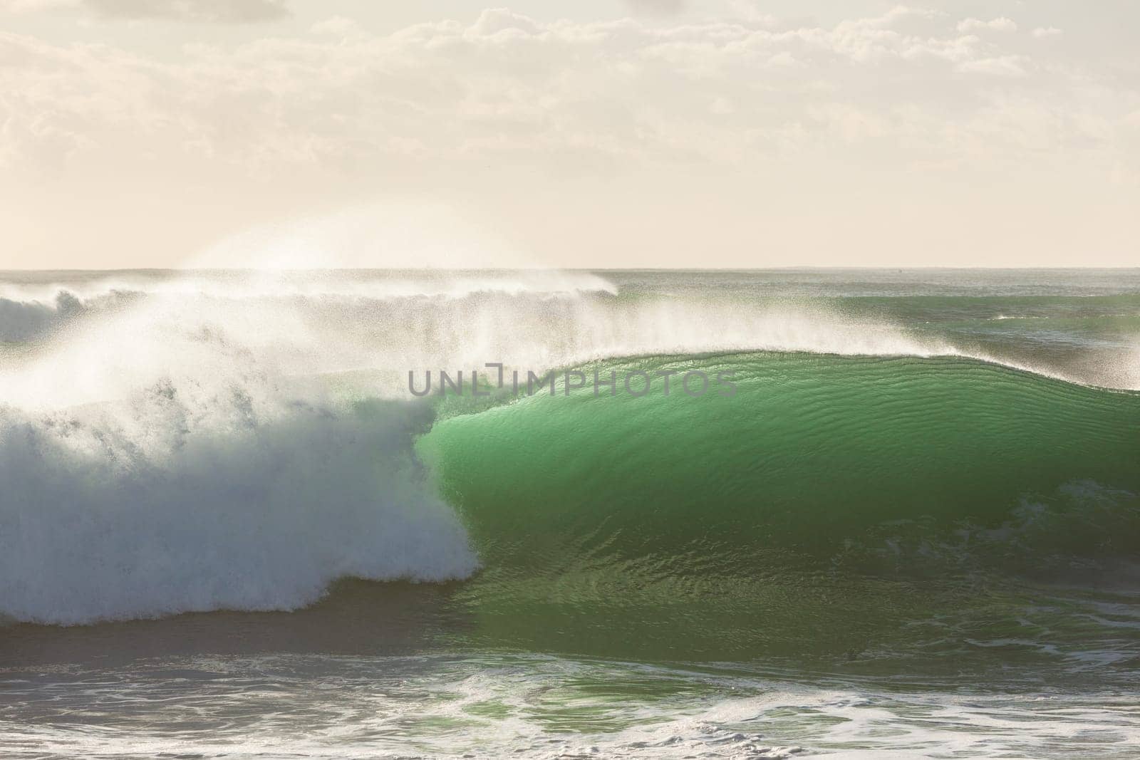 Ocean Wave crashing breaking swells cresting  closeup hollow scenic sea power energy of nature