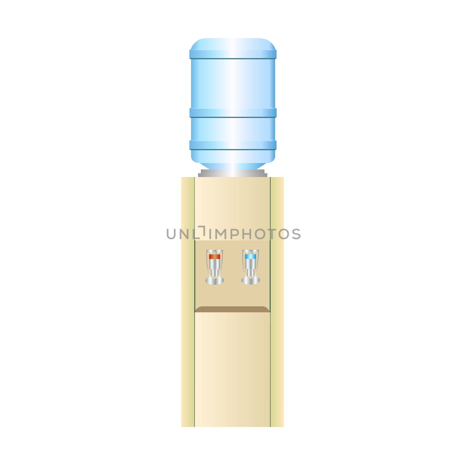 Office water cooler with hot and cold drinking water on a neutral background