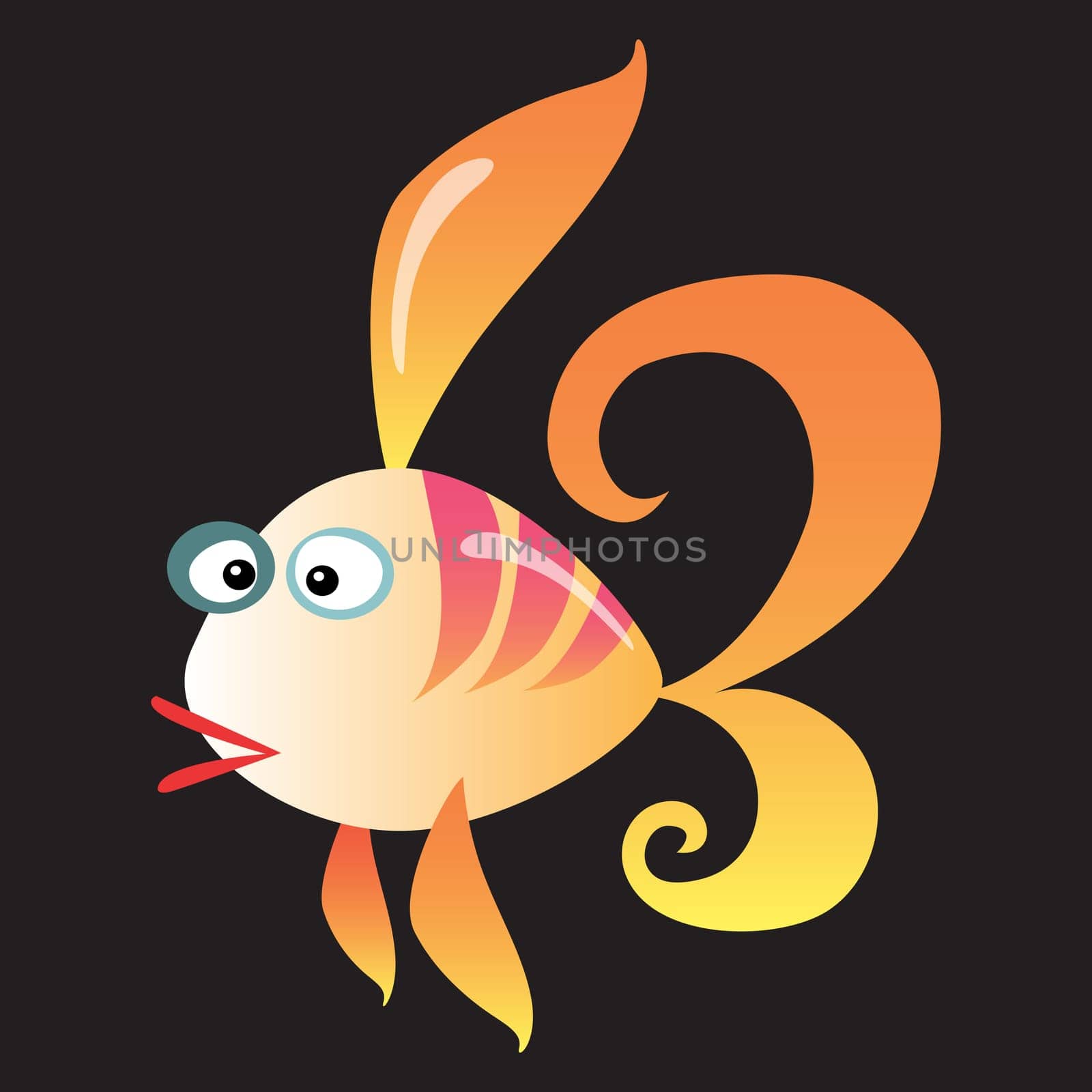 Cartoon colorful coral fish on a neutral background