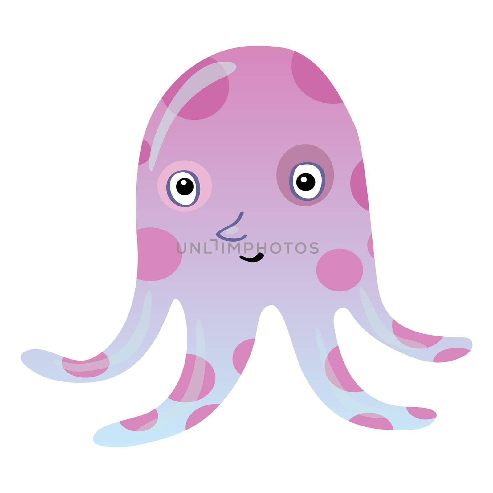 Funny cartoon octopus or an alien monster or Kraken