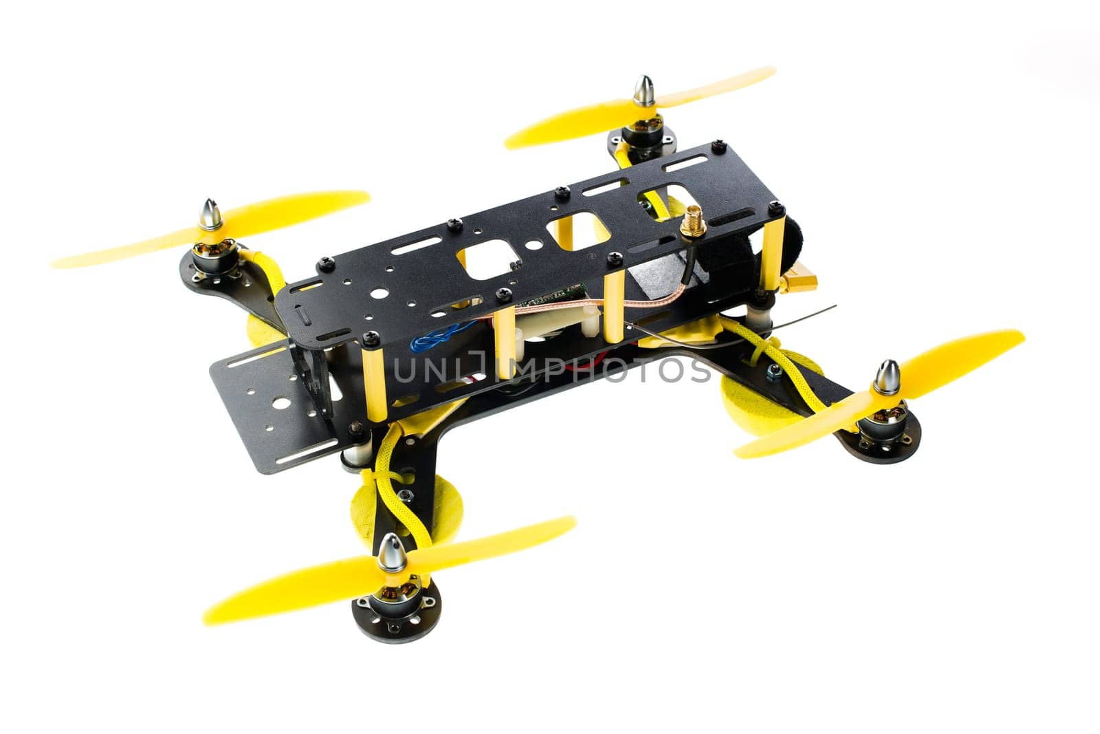 Home made drone isolated on white