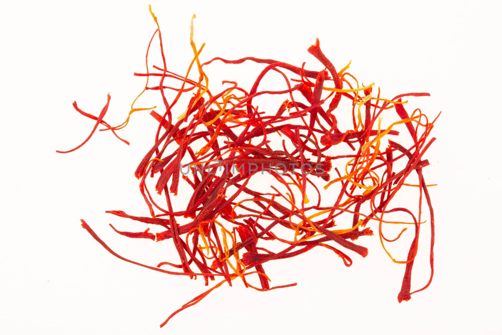 Small pile of saffron isolated on white