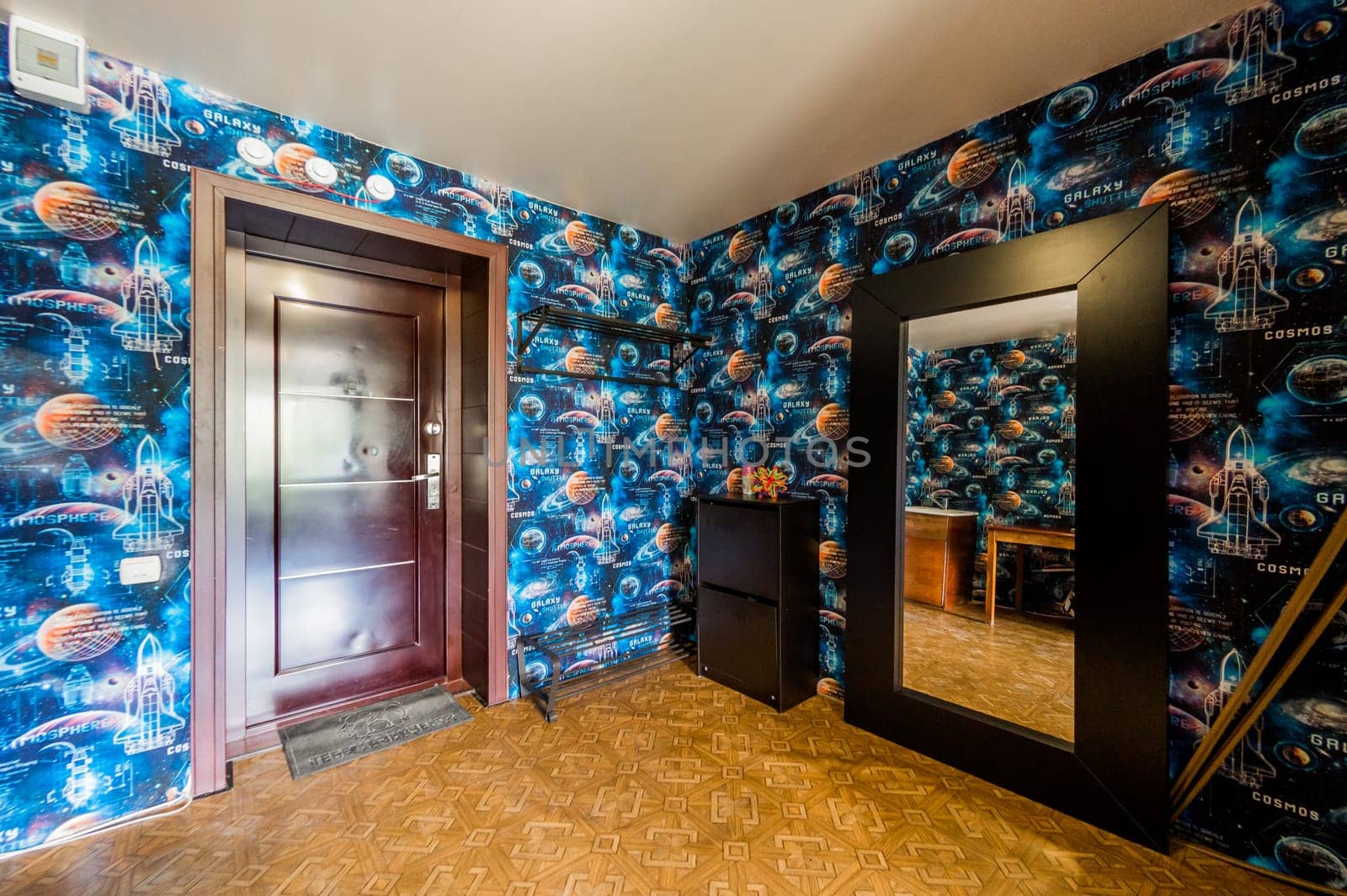 Russia, Omsk- August 05, 2019: interior room apartment. standard repair decoration in hostel