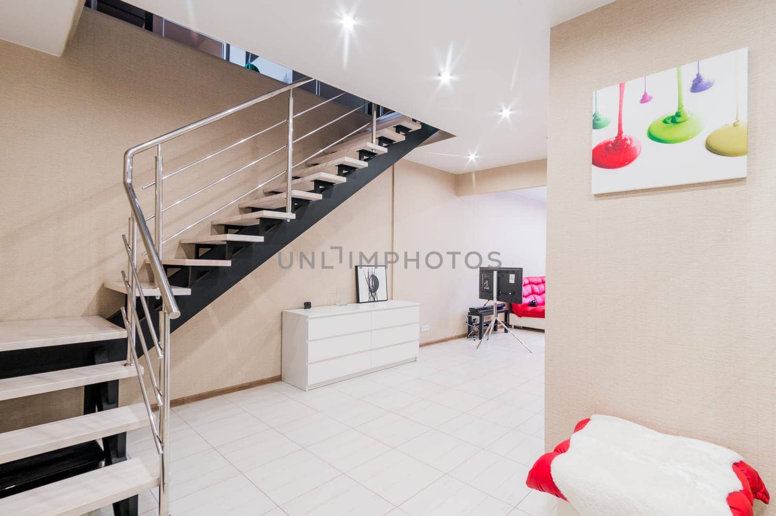Russia, Moscow- August 05, 2019: interior room apartment modern bright cozy atmosphere. general cleaning, home decoration, preparation of the house for sale