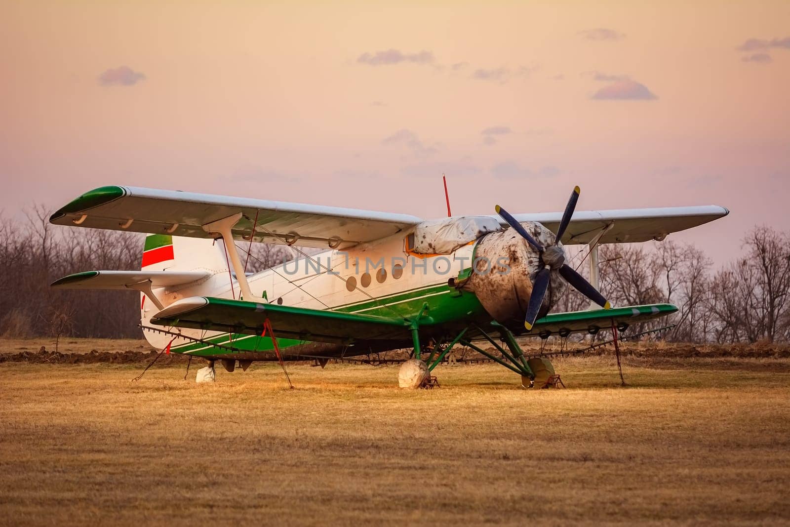 An Old One-engine Airplane on the Airfield