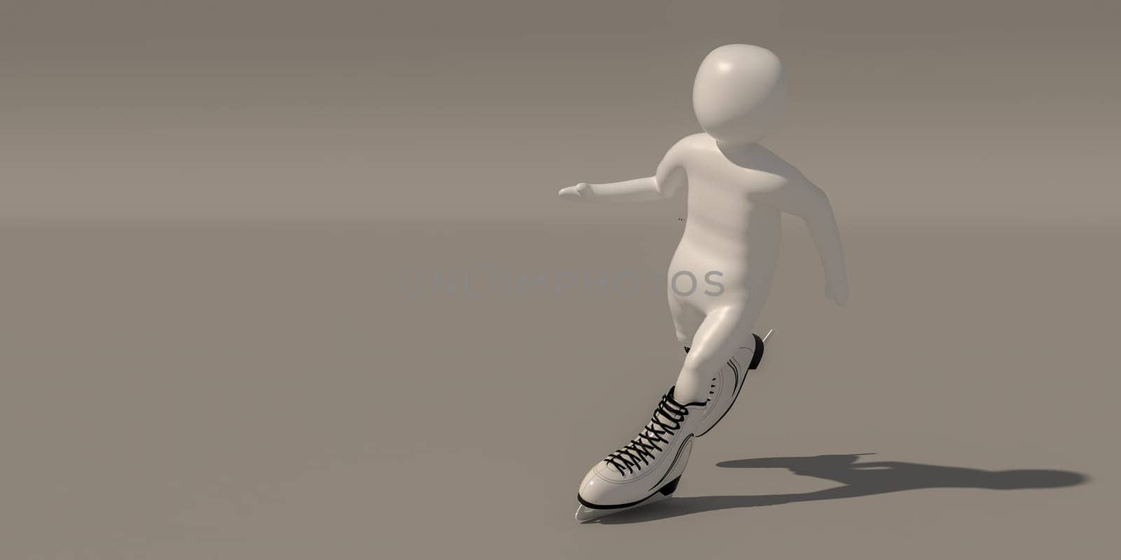 3d illustrator group of Ice skating symbols on a gray background, 3d rendering of the Playing sports. Includes a selection path.