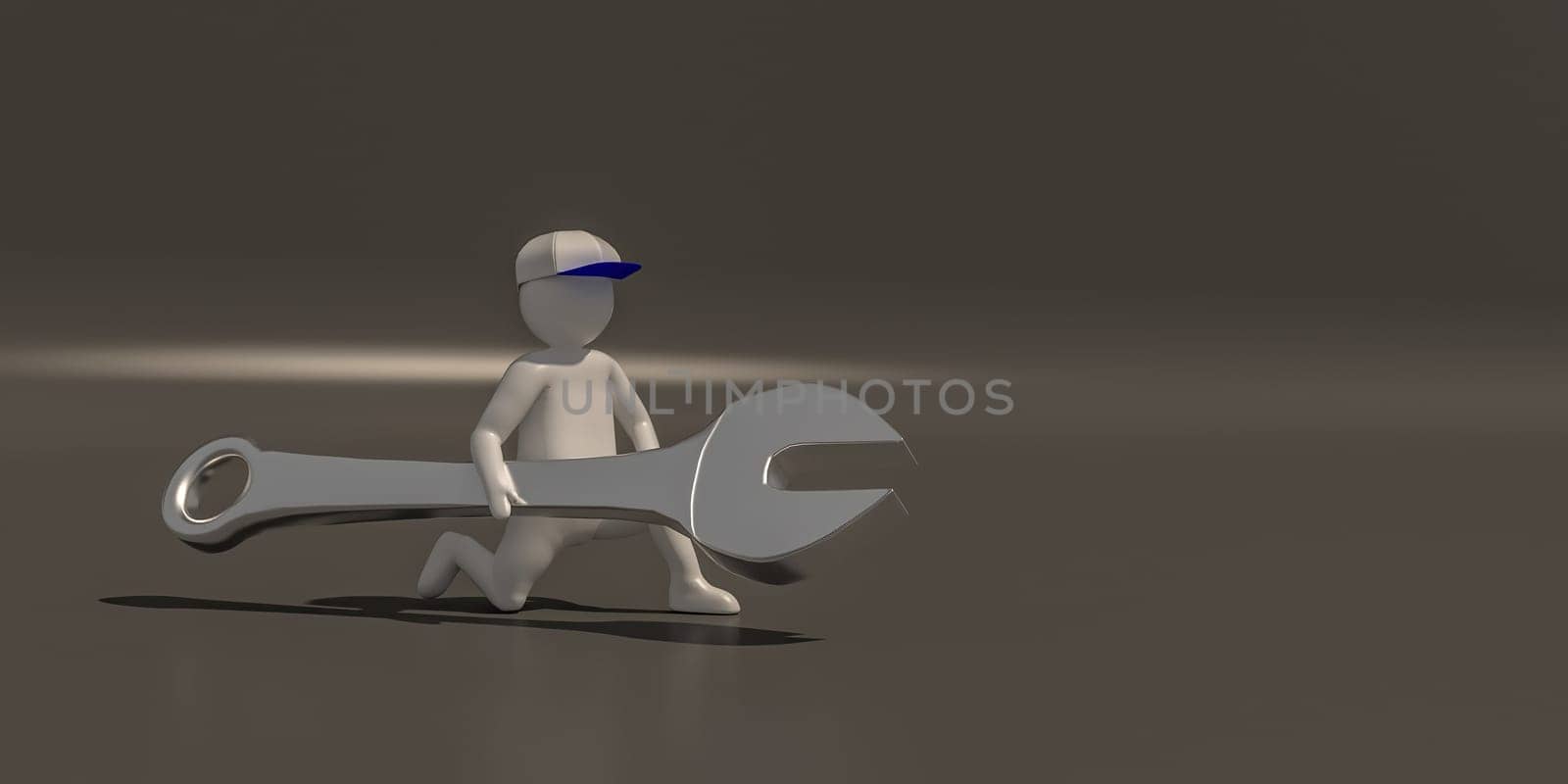3d illustrator group of career Maintenance  symbols on a gray background, 3d rendering of the Mechanic work. Includes a selection path.
