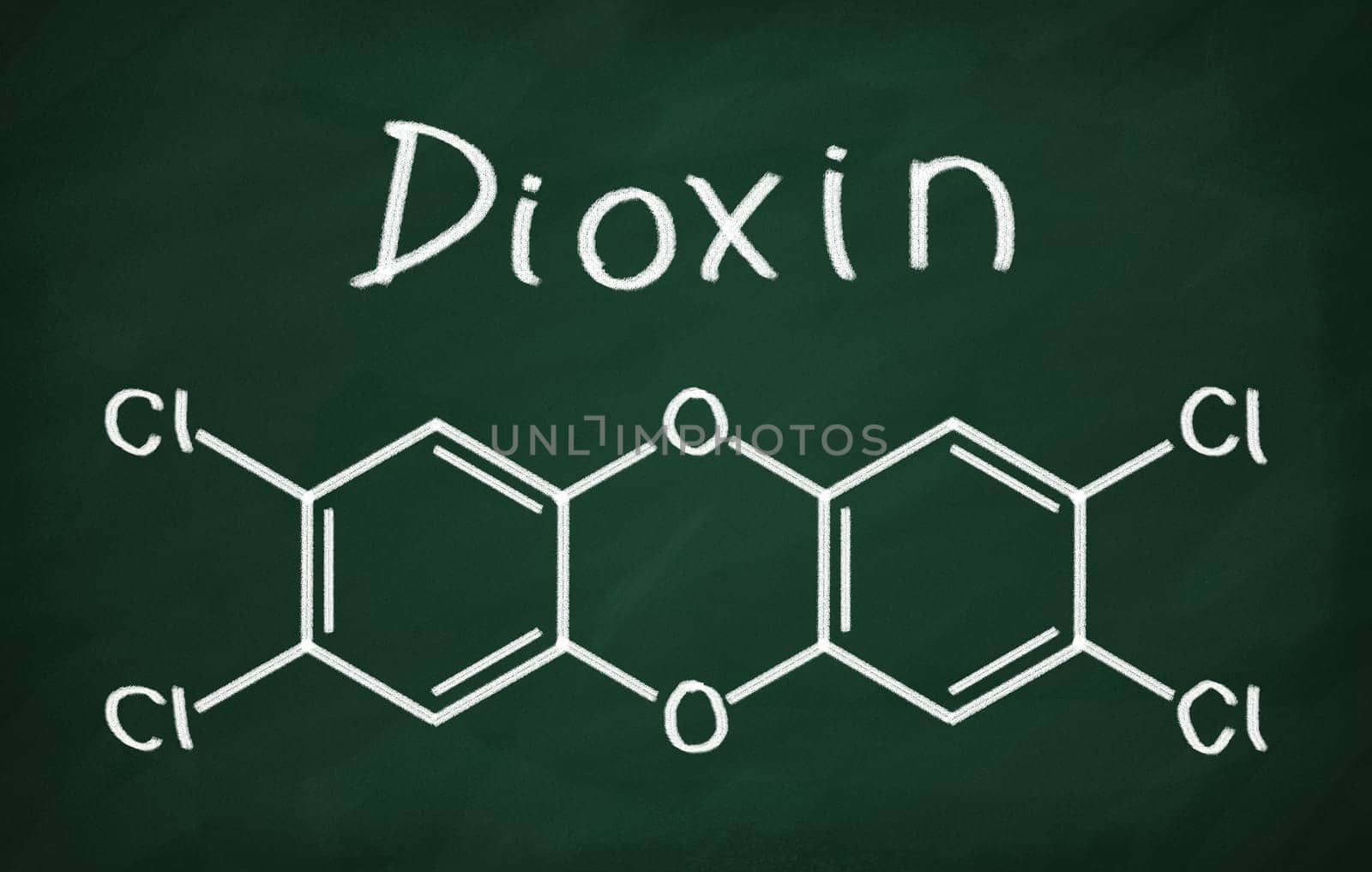 Structural model of DIOXIN on the blackboard.