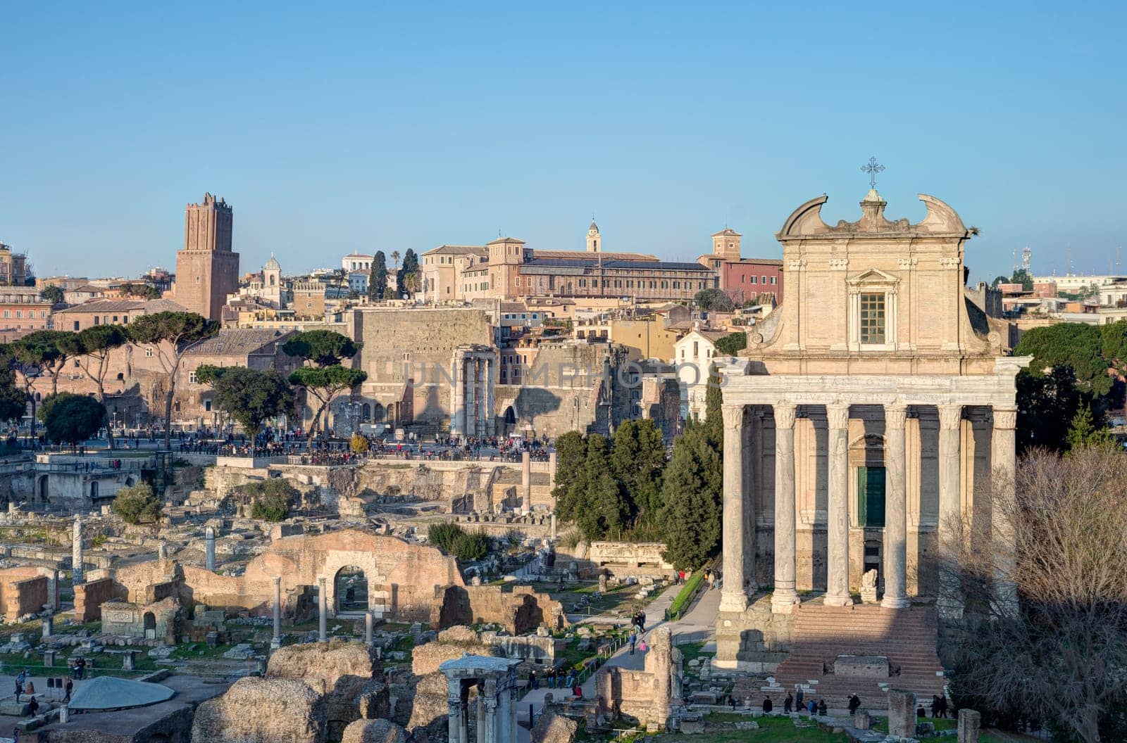 Ruins on the Palatine hill, historical part in Rome, Italy