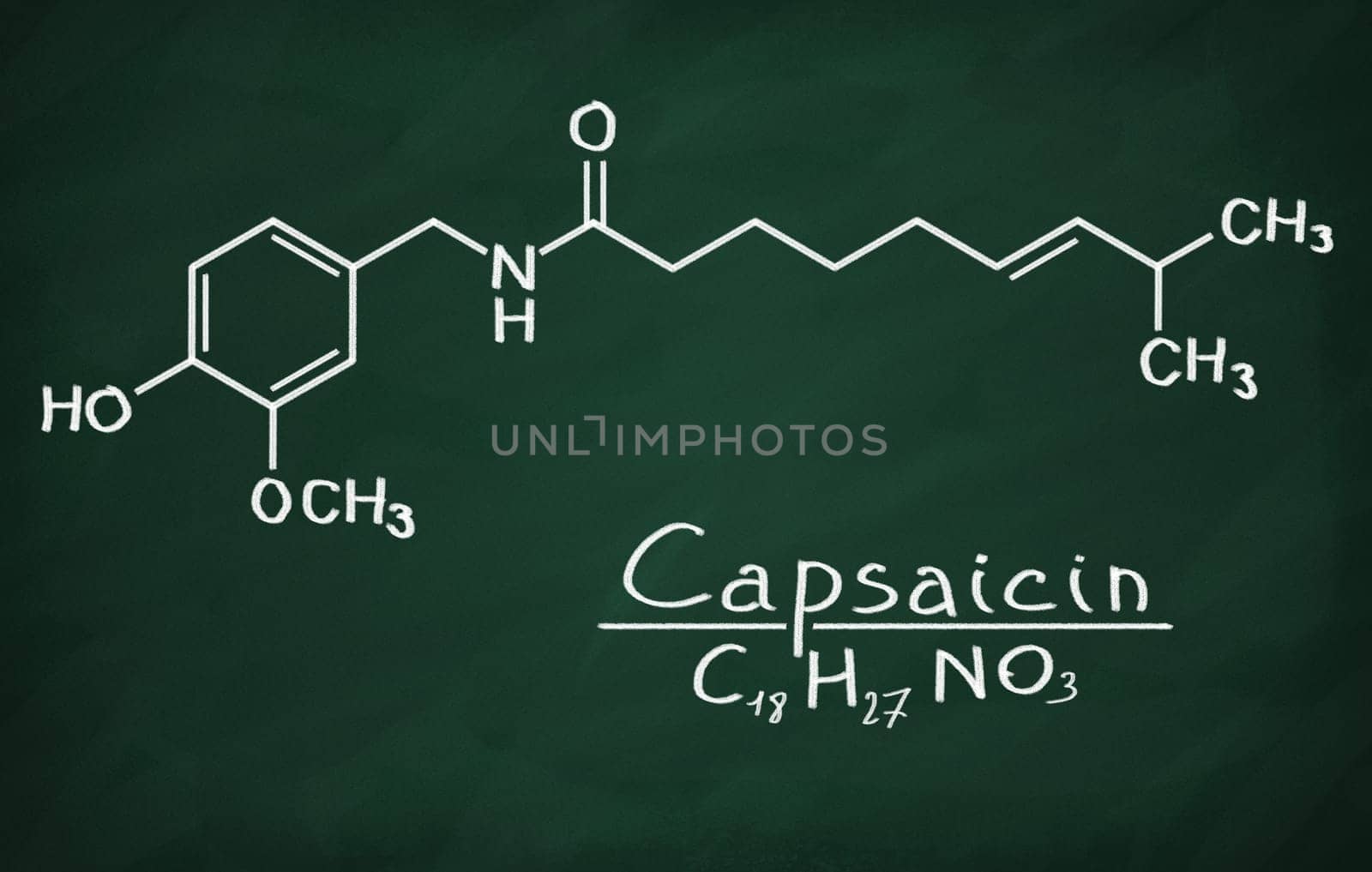Structural model of Capsaicin on the blackboard.