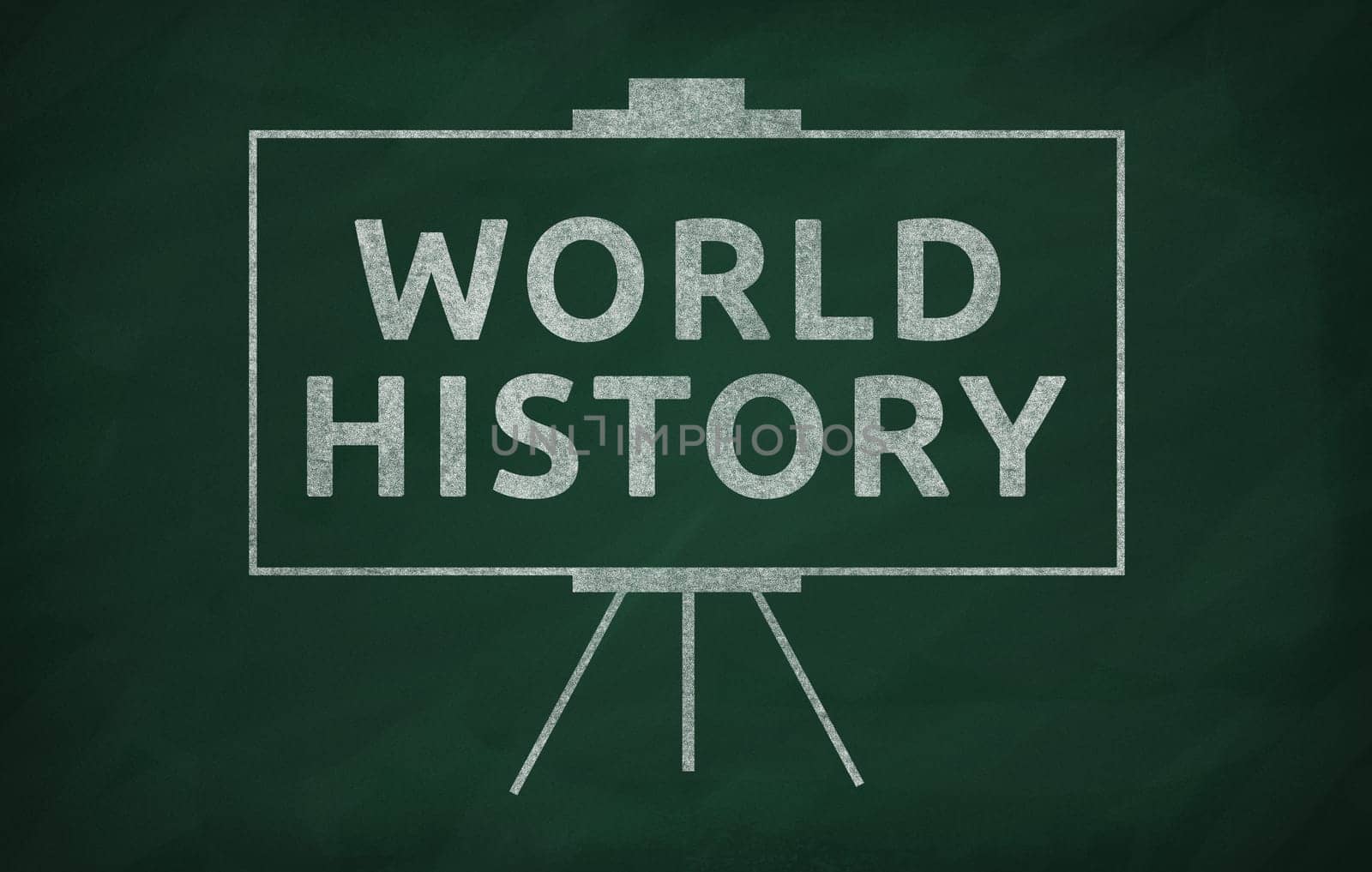 World history writed on blackboard with chalk