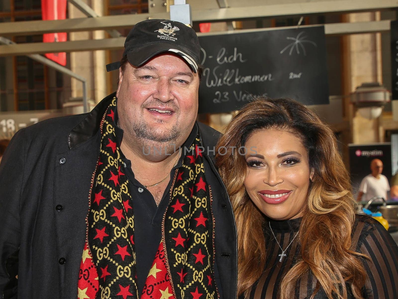 Entertainer Andreas Ellermann with girlfriend German reality TV actress Patricia Blanco at the erotic fair Venus 2019 in Berlin