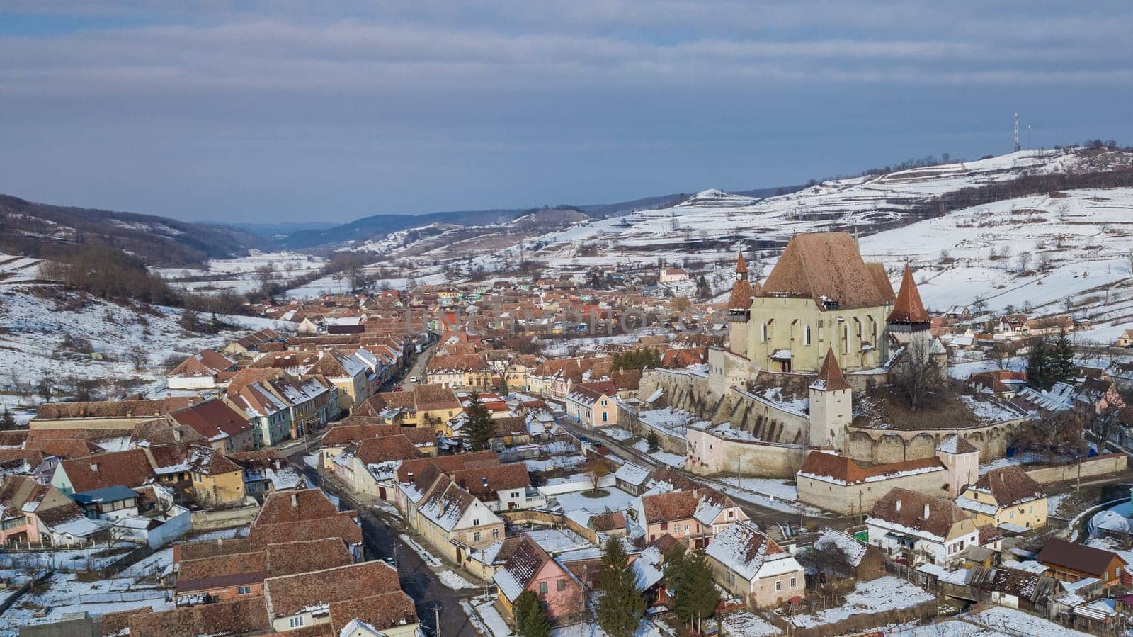 church and village of Biertan in Transylvania, Romania