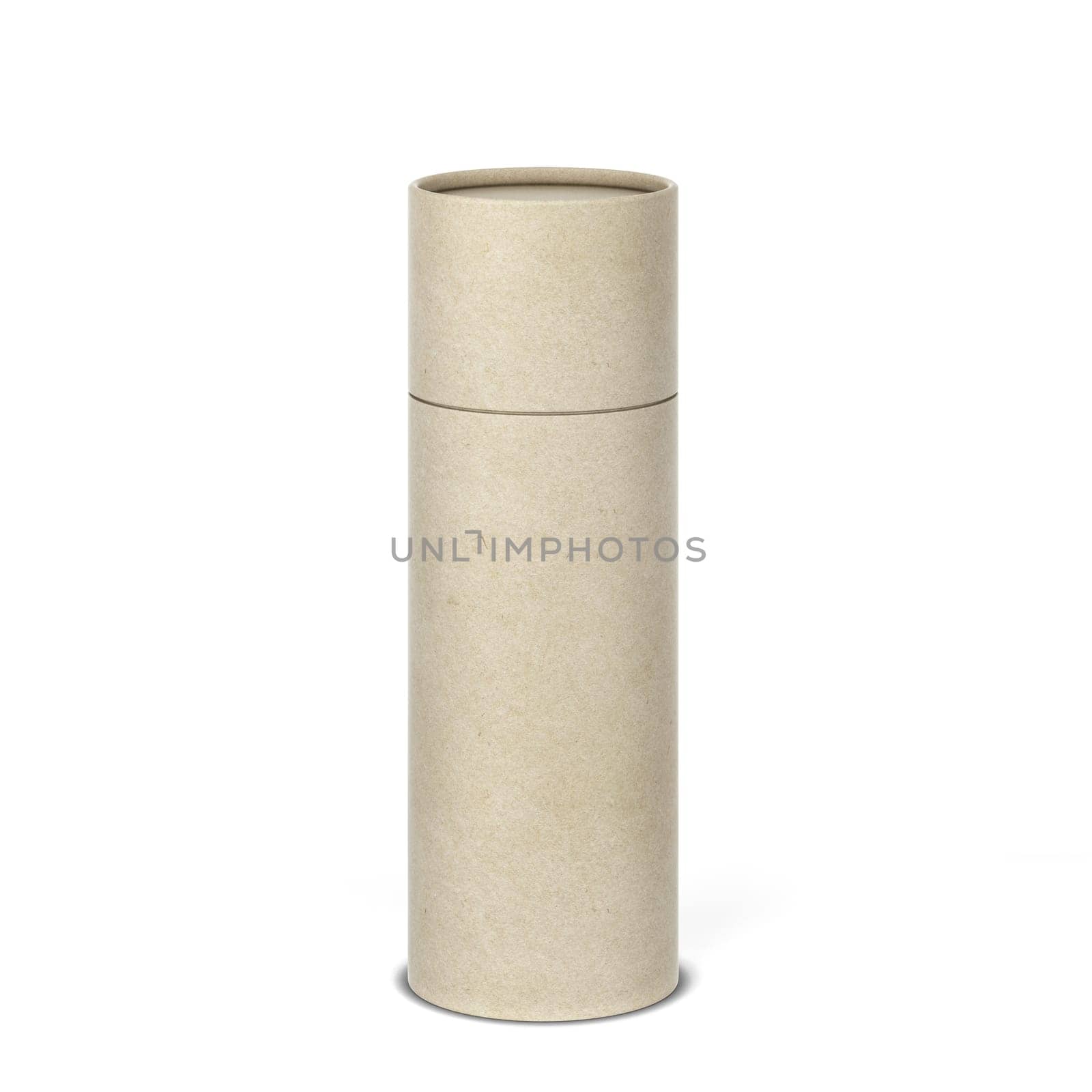 Tube cardboard package mockup. 3d illustration isolated on white background