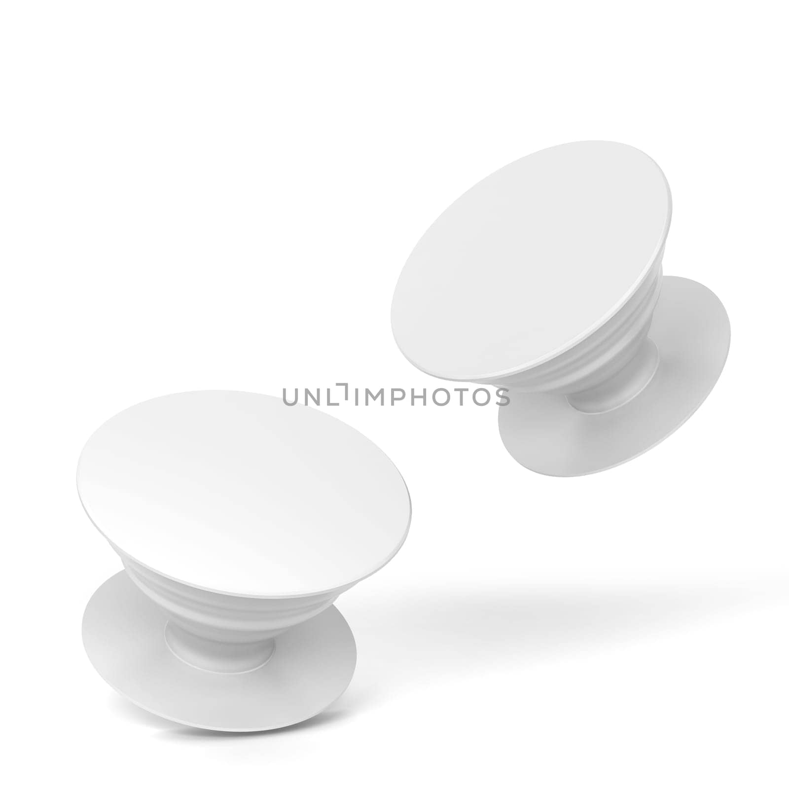Blank telephone pop socket mockup. 3d illustration isolated on white background