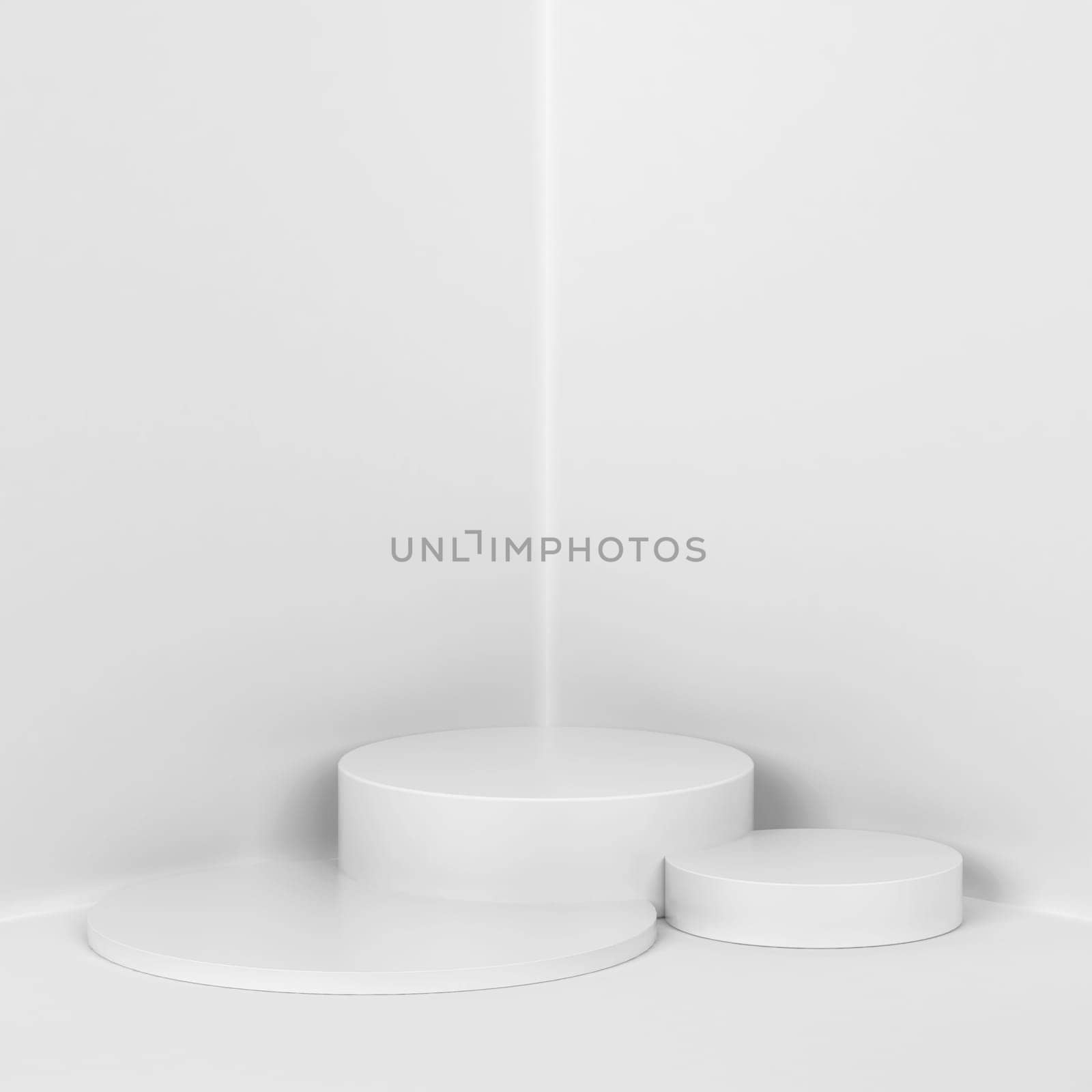 Simple podium. Showcase stand for your product. 3d illustration