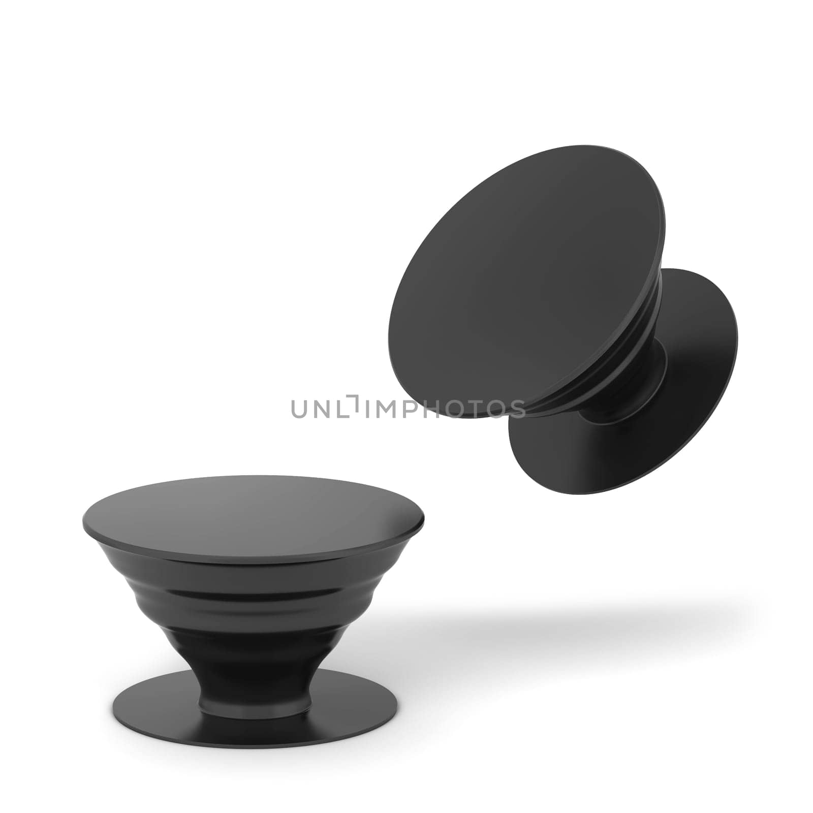 Blank telephone pop socket mockup. 3d illustration isolated on white background