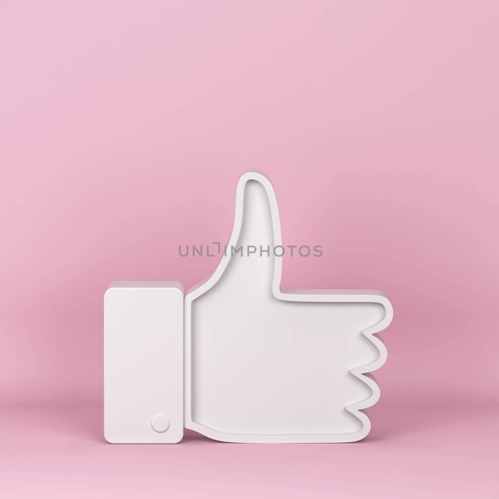 Like thumb up symbol. 3d illustration on pink background