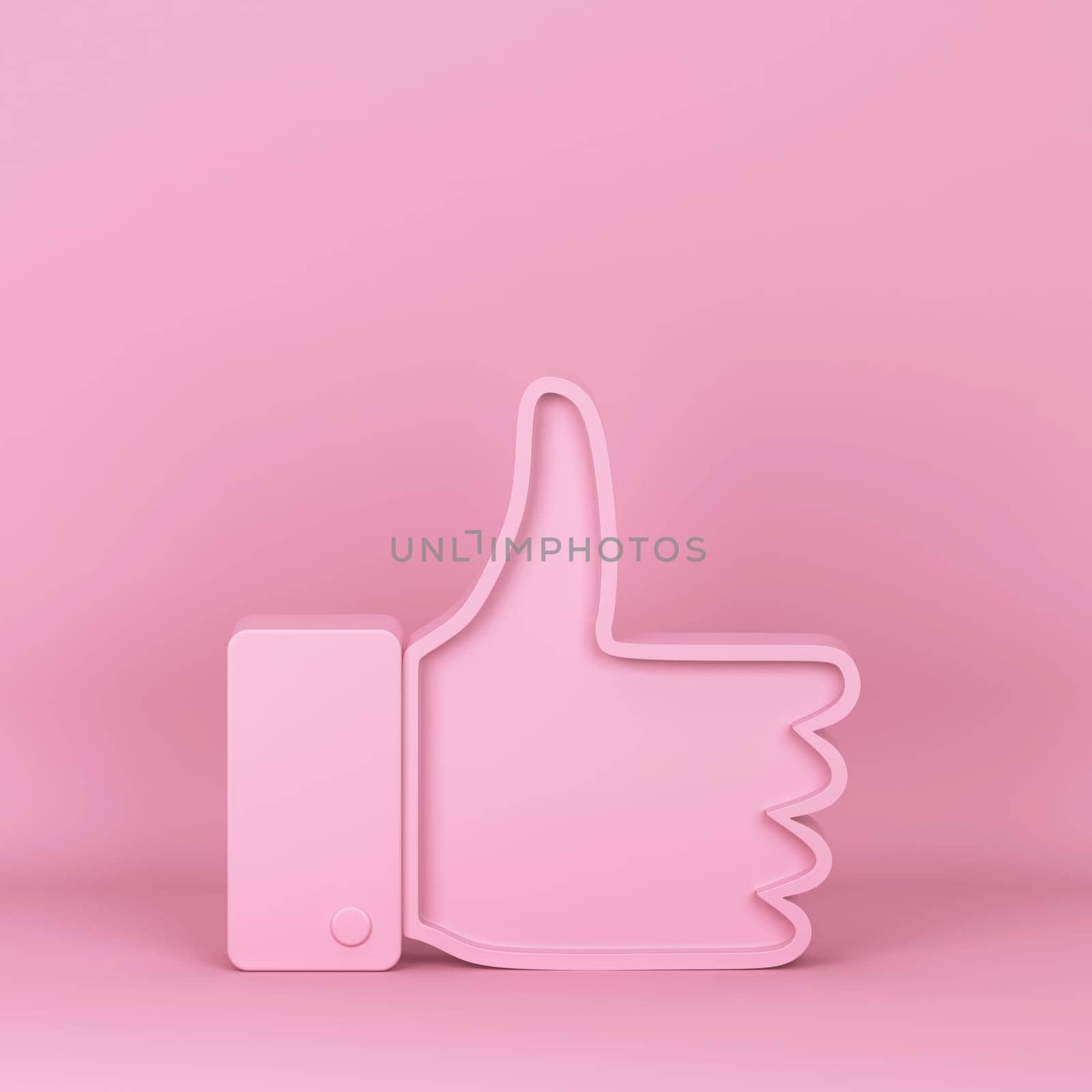 Like thumb up symbol. 3d illustration on pink background