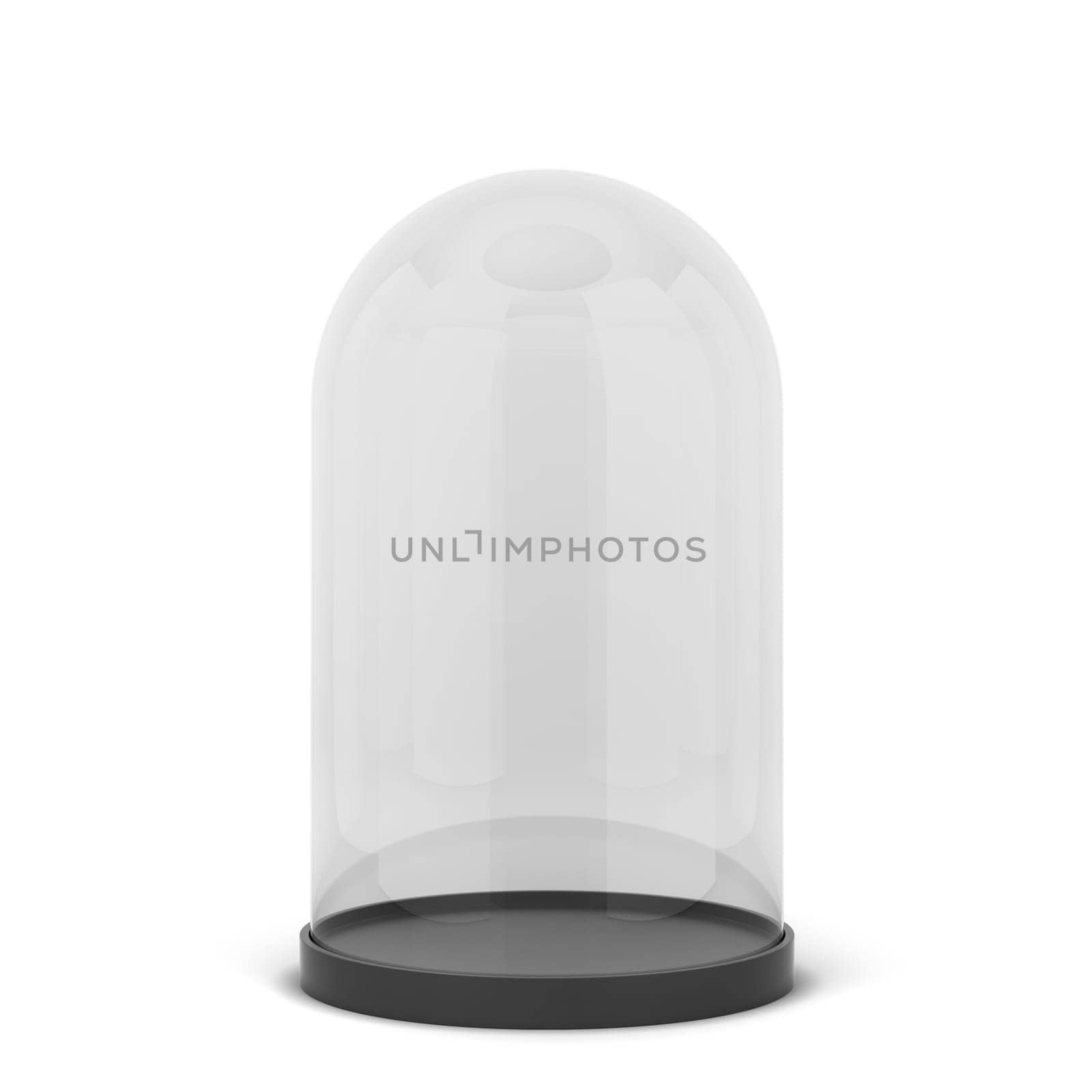 Glass dome on a stand. 3d illustration isolated on white background