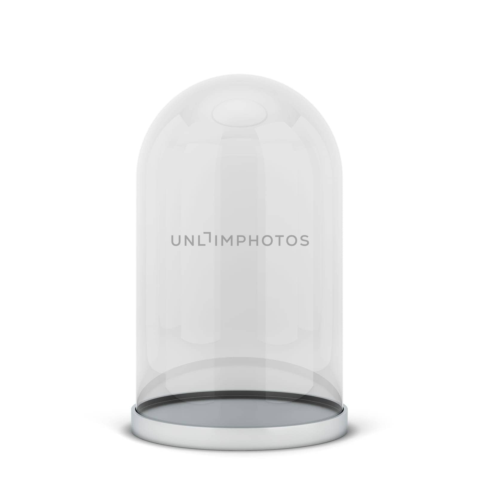 Glass dome on a stand. 3d illustration isolated on white background