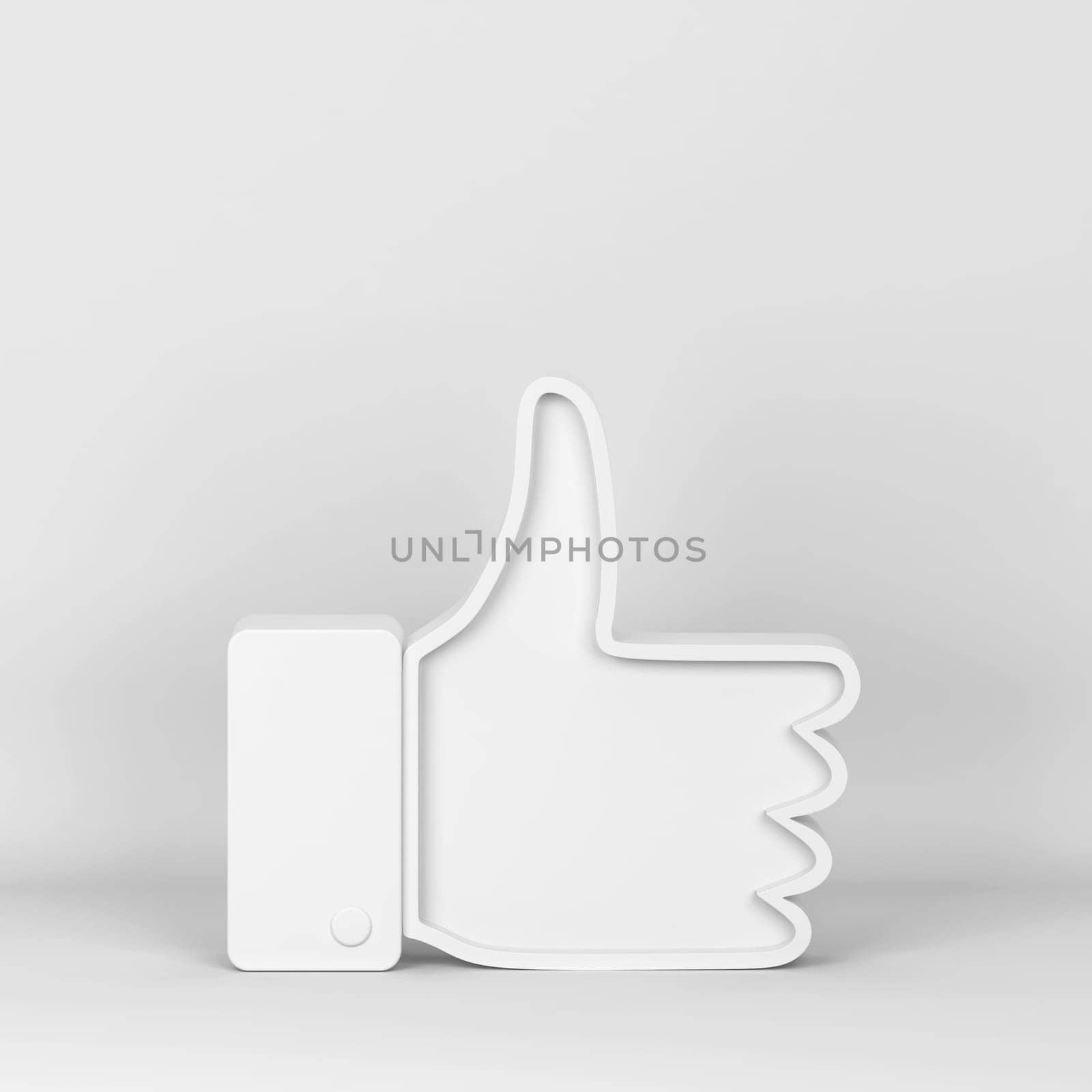 Like thumb up symbol. 3d illustration on gray background