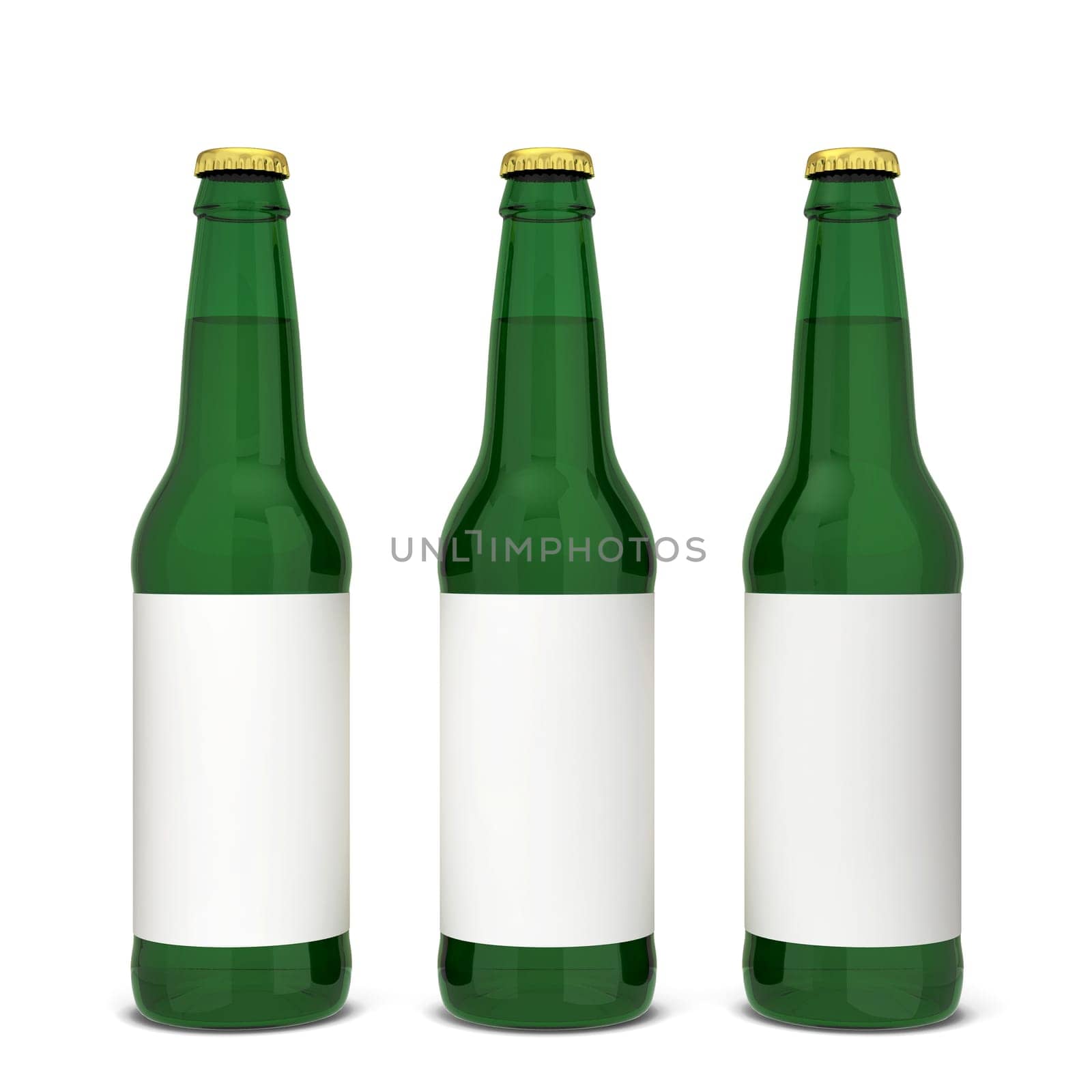 Beer bottle. 3d illustration isolated on white background