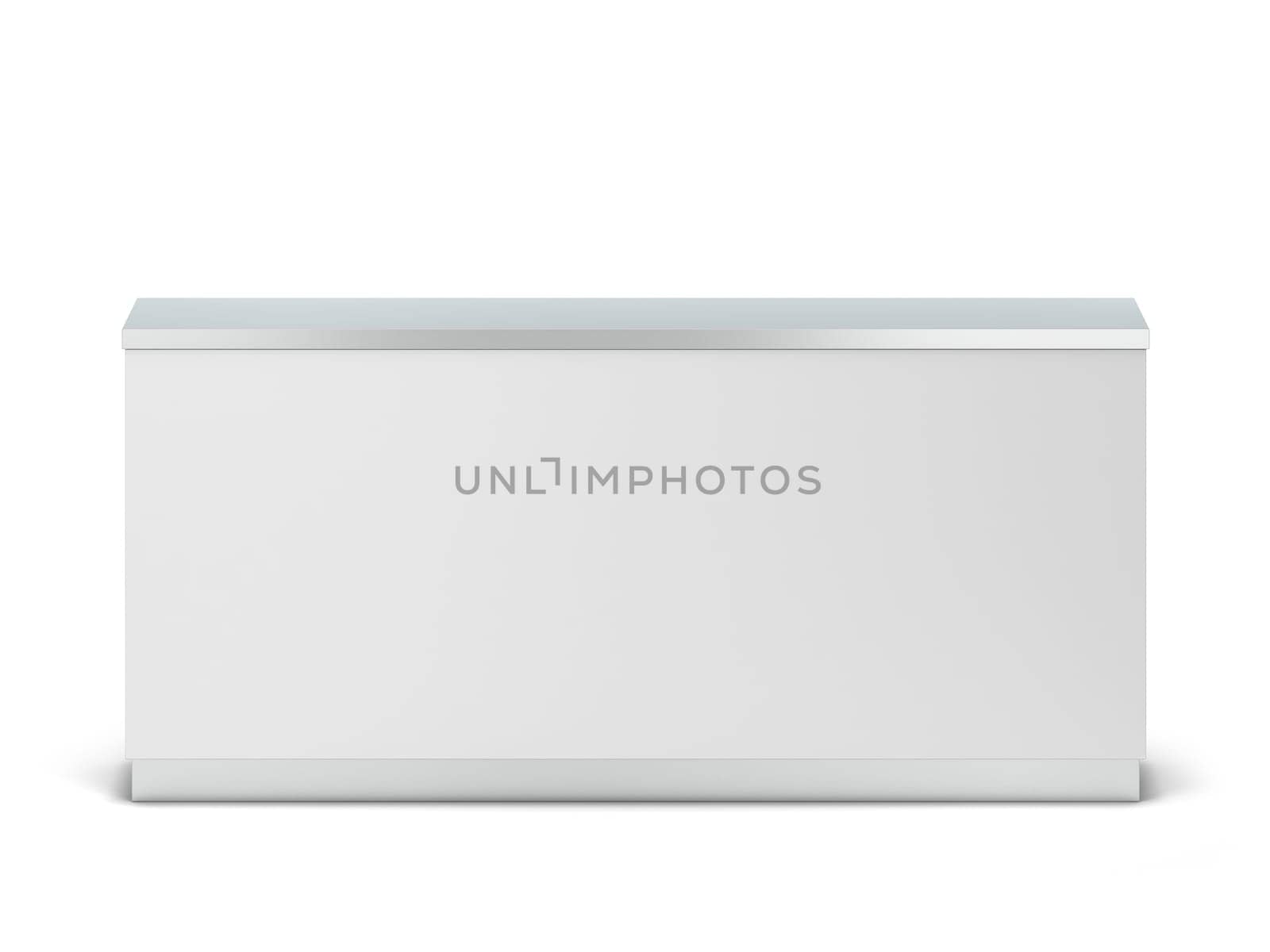Blank counter stand mockup. 3d illustration isolated on white background