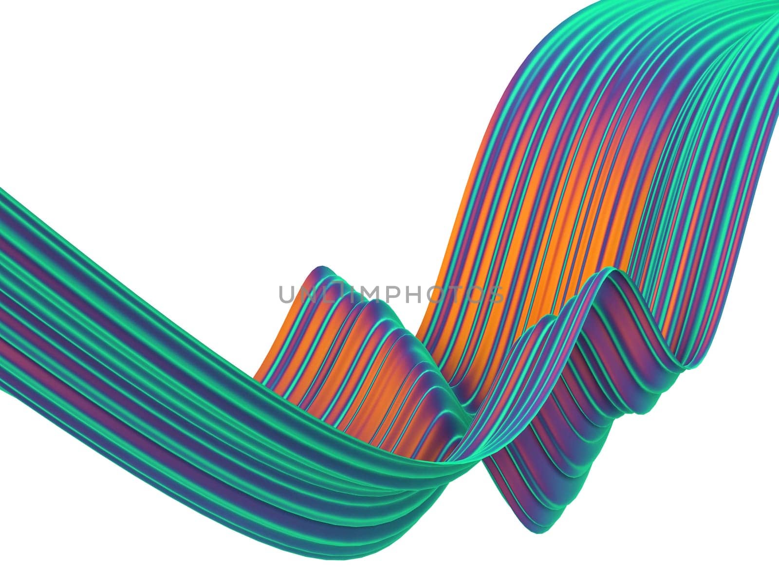 Abstract colorful ribbon shape. 3d illustration isolated on white background