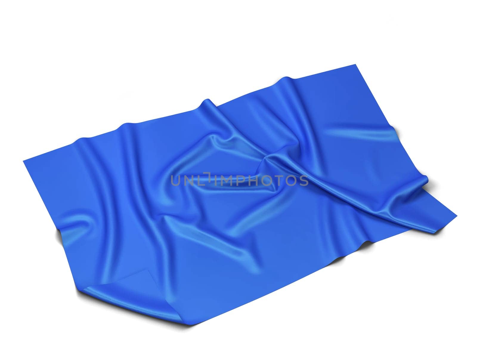 Piece of cloth: banner or towel mockup. 3d illustration isolated on white background