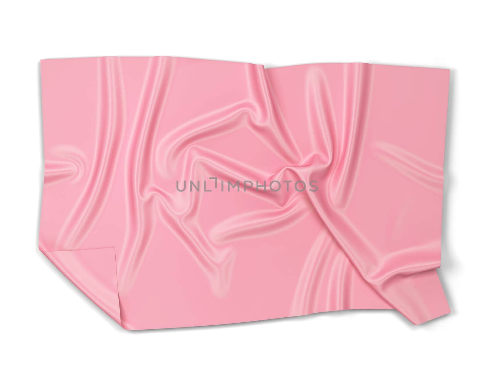 Piece of cloth: banner or towel mockup. 3d illustration isolated on white background
