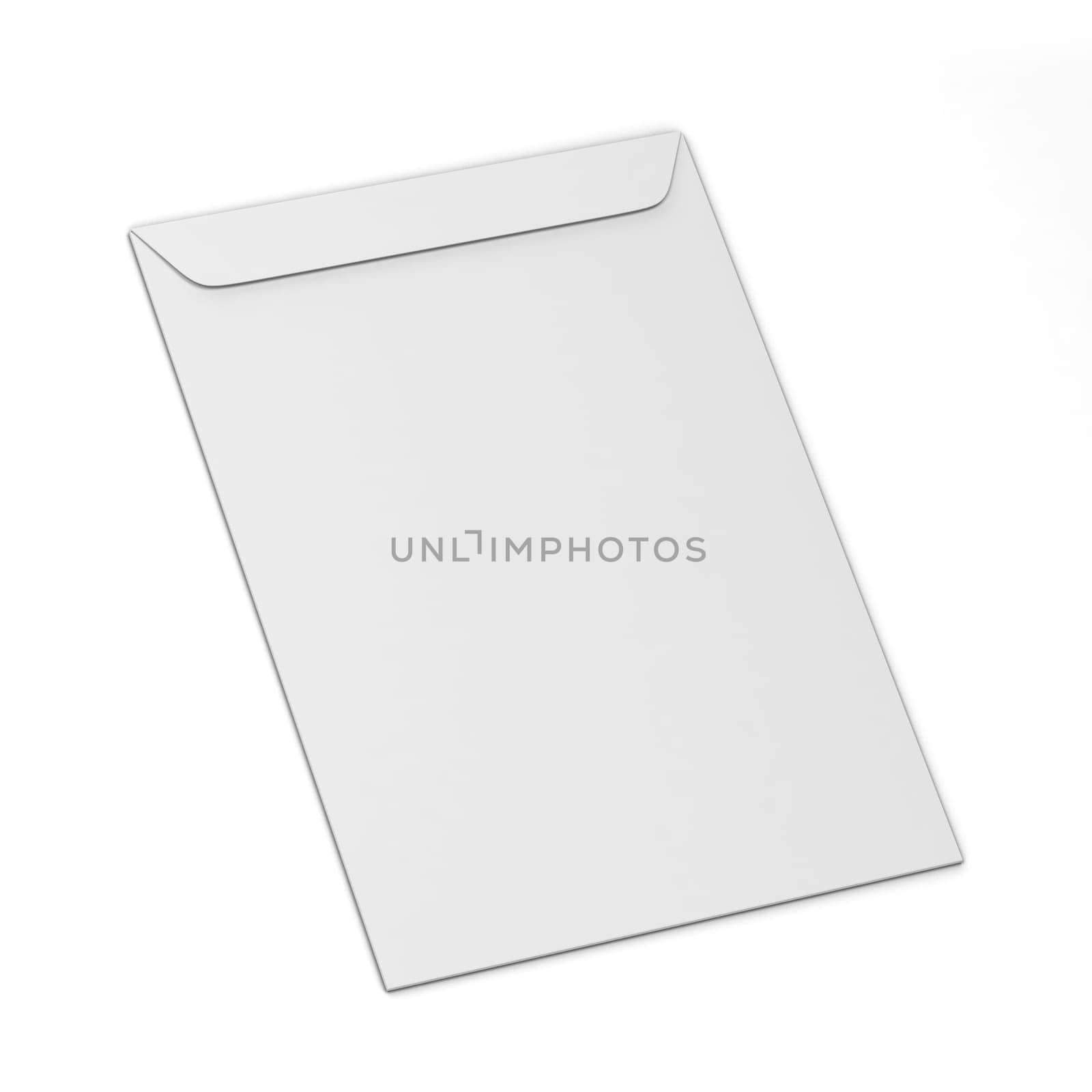 Blank paper c4 envelope. 3d illustration isolated on white background