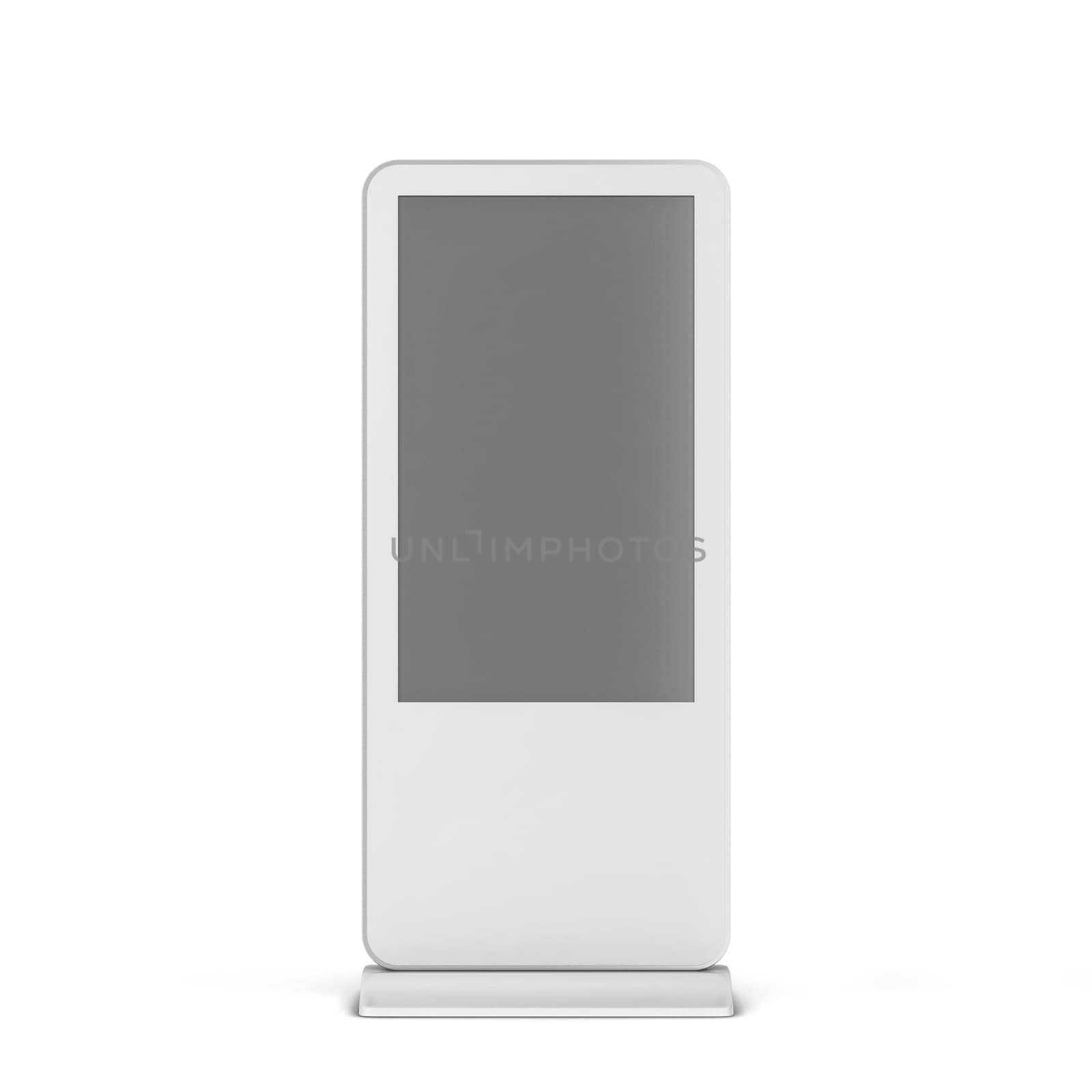Digital screen display stand. 3d illustration isolated on white background