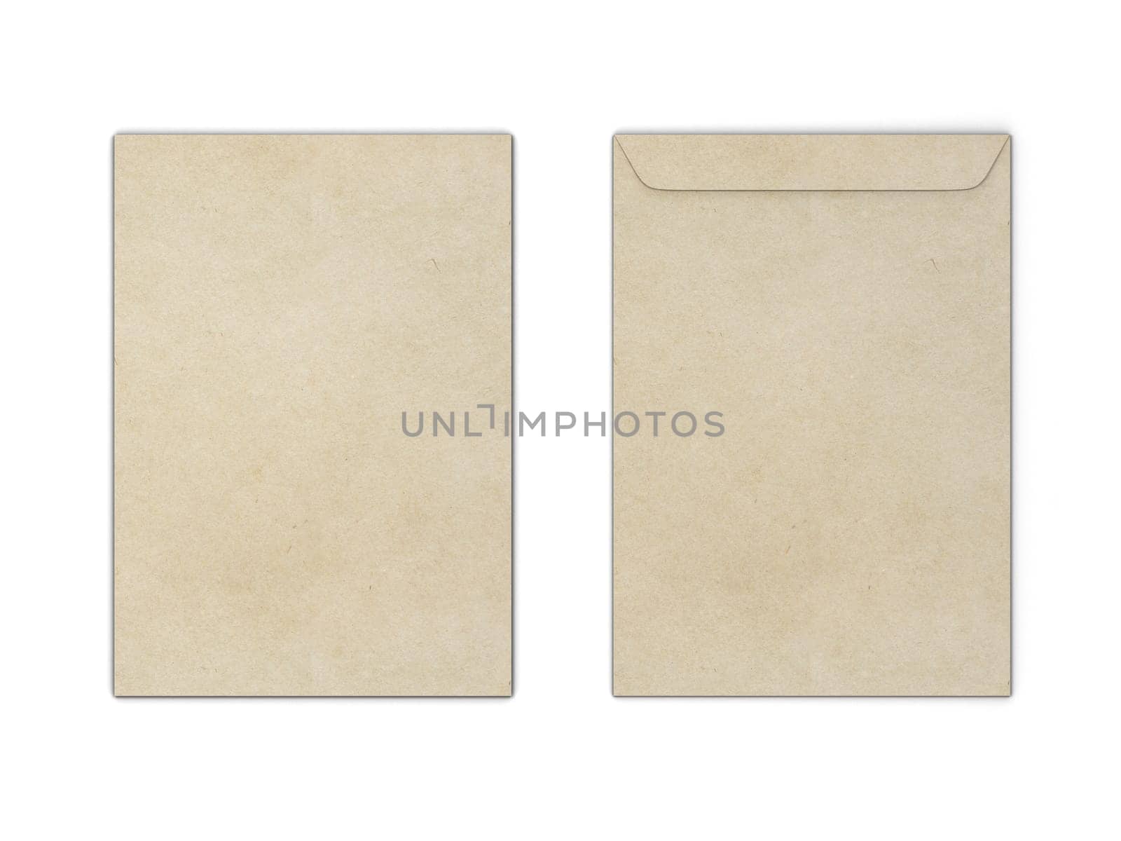 Blank paper c4 envelope. 3d illustration isolated on white background