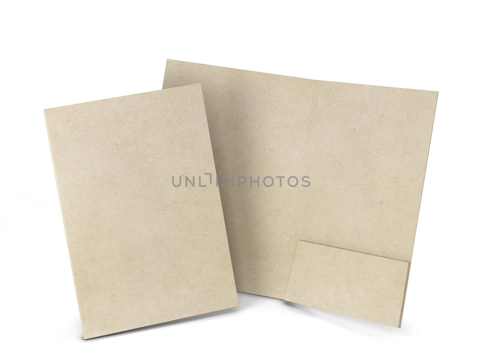 Blank paper folder mockup. 3d illustration isolated on white background